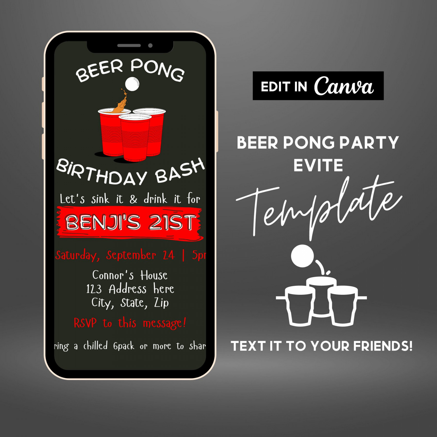 Beer Pong Evite Beer Pong Birthday Bash Adult Game Night - Etsy