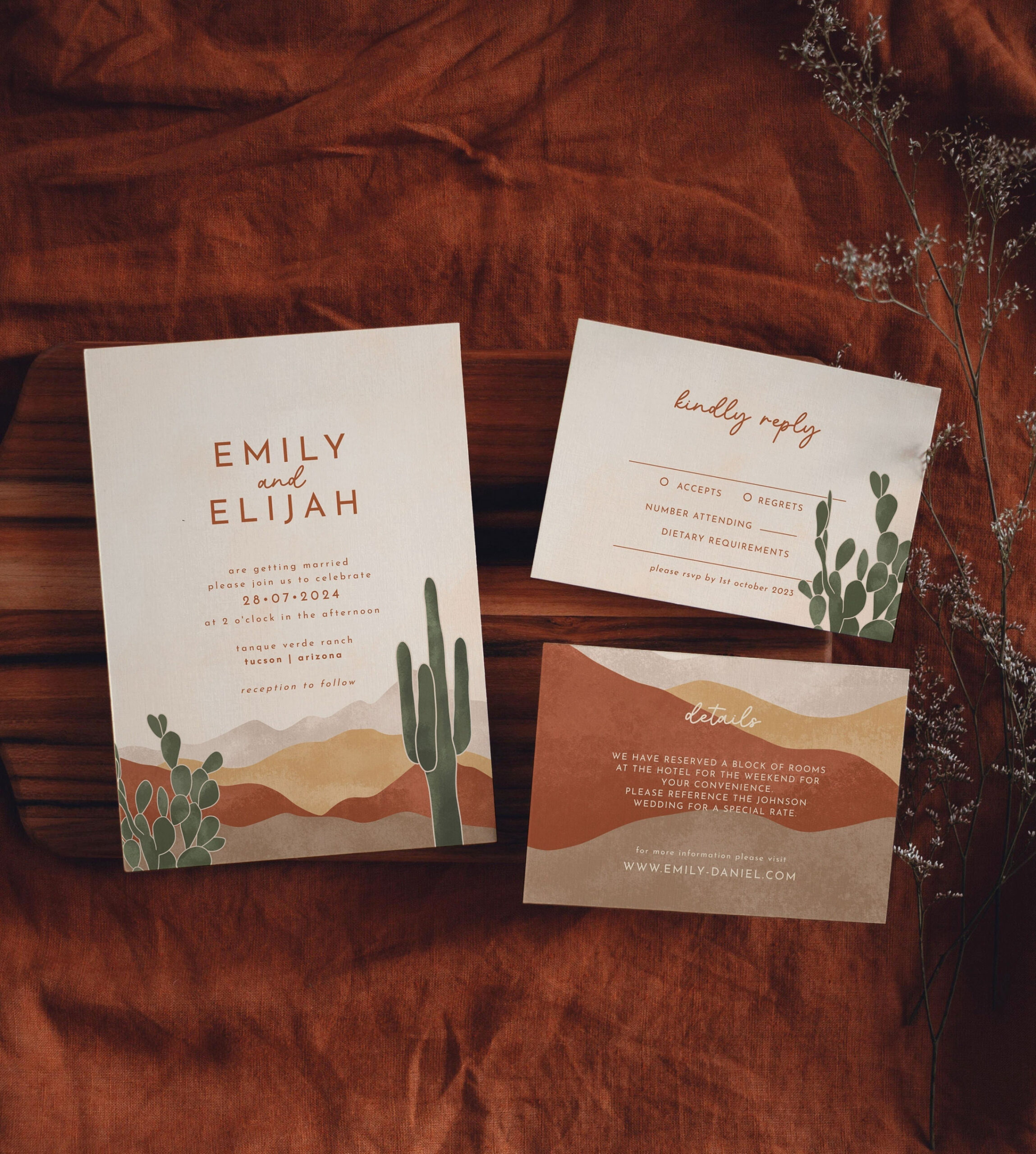 Boho Desert Wedding Invitation Suite Cactus Invitation Arizona - Etsy