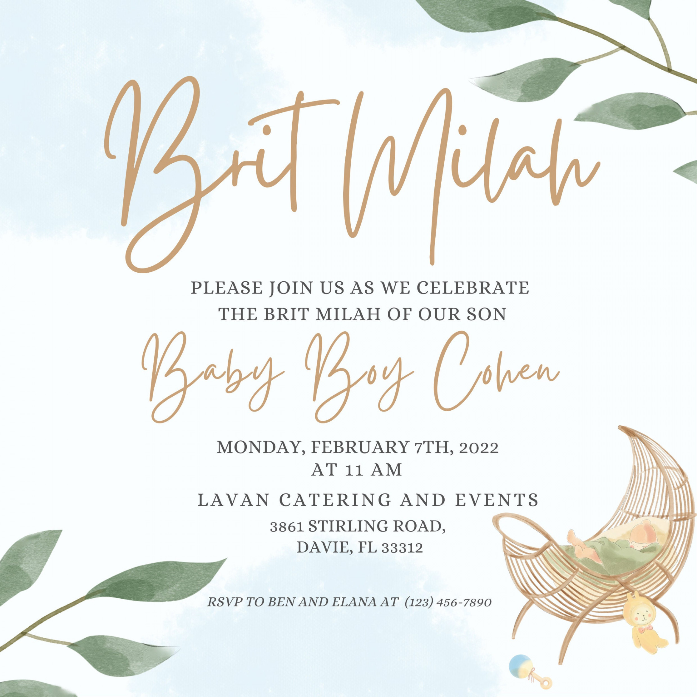 Brit Milah Boho Invitation - Etsy UK