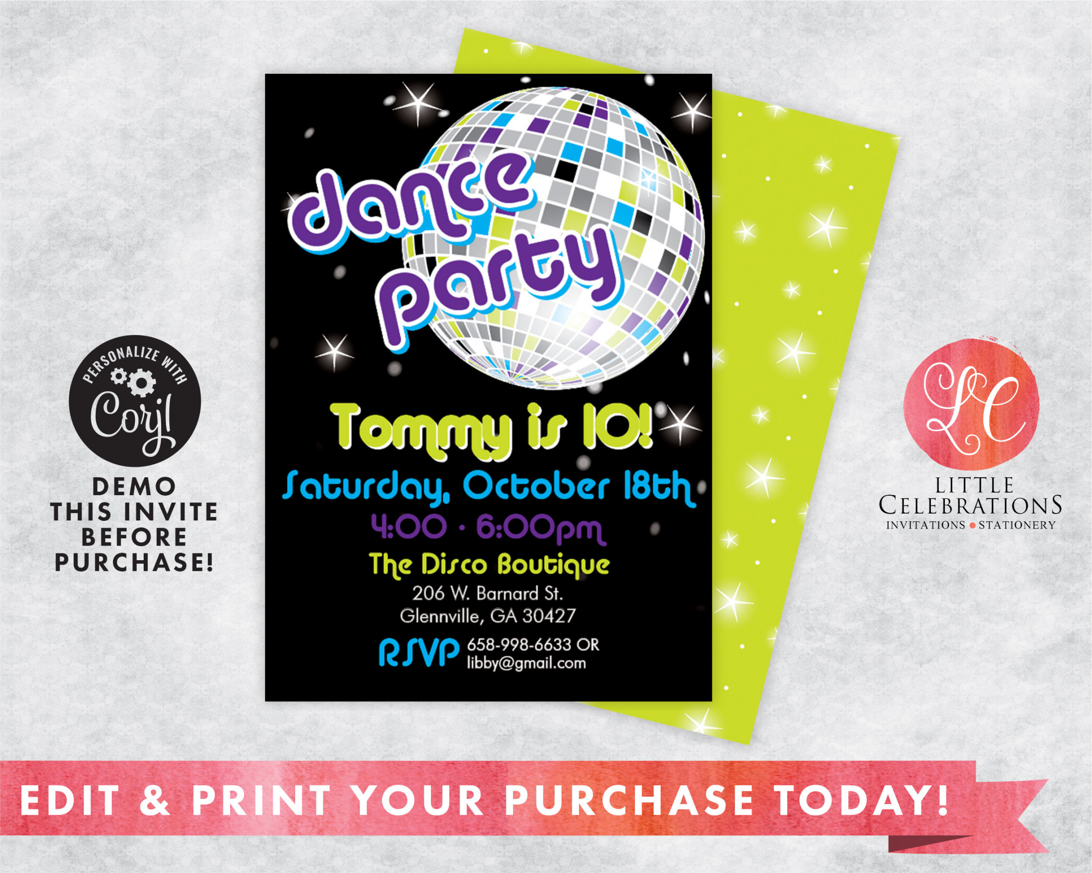 Dance Birthday Party Invitation Digital Dance Birthday - Etsy