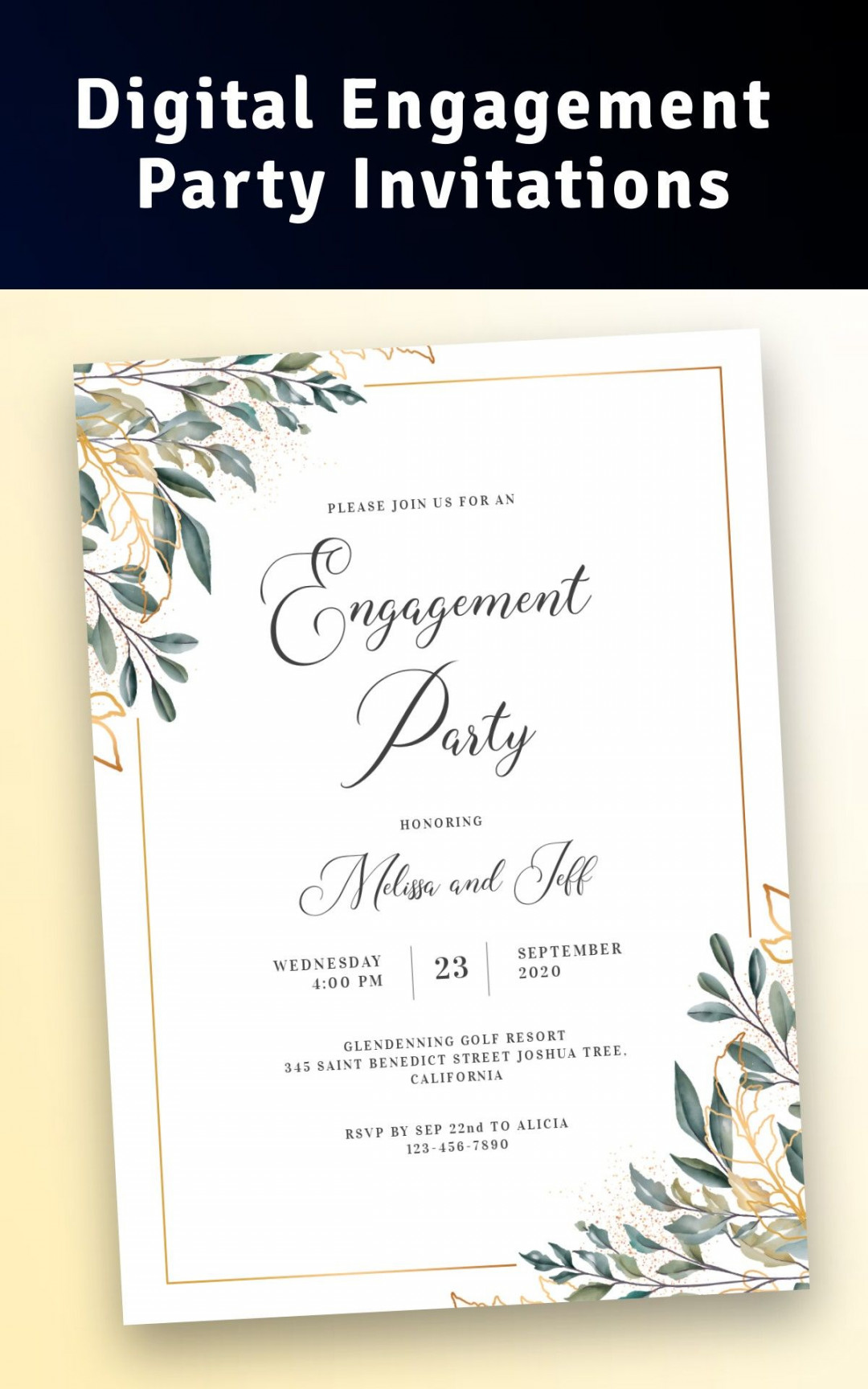 Digital Engagement Party Invitations - Create Beautiful