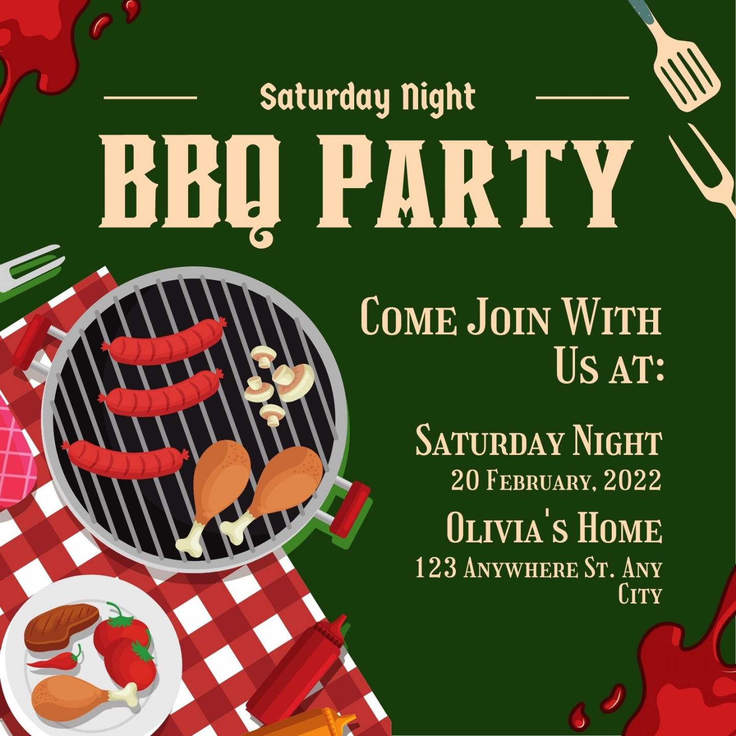 Free, printable, customizable BBQ invitation templates  Canva