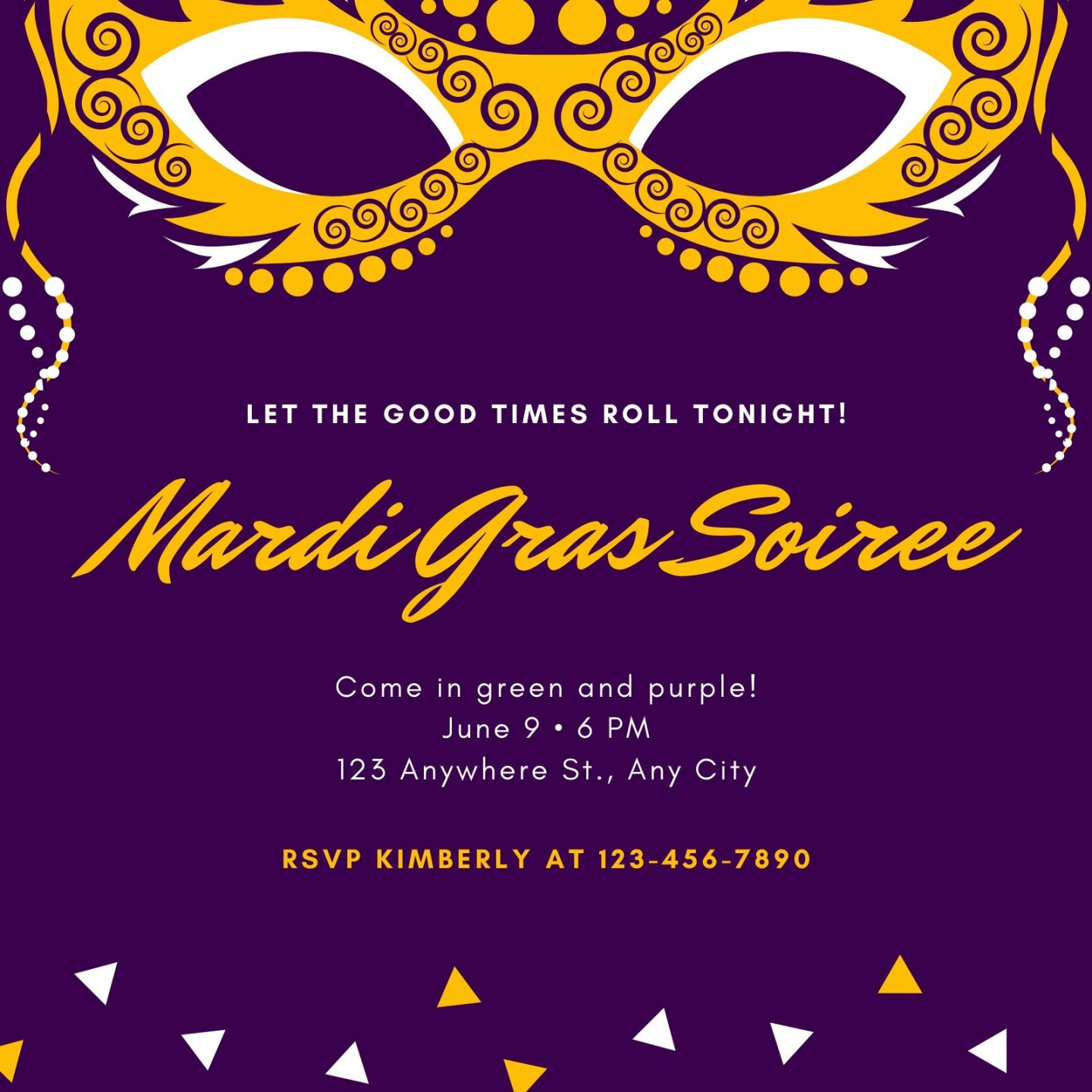 Free printable, customizable Mardi Gras invitation templates  Canva