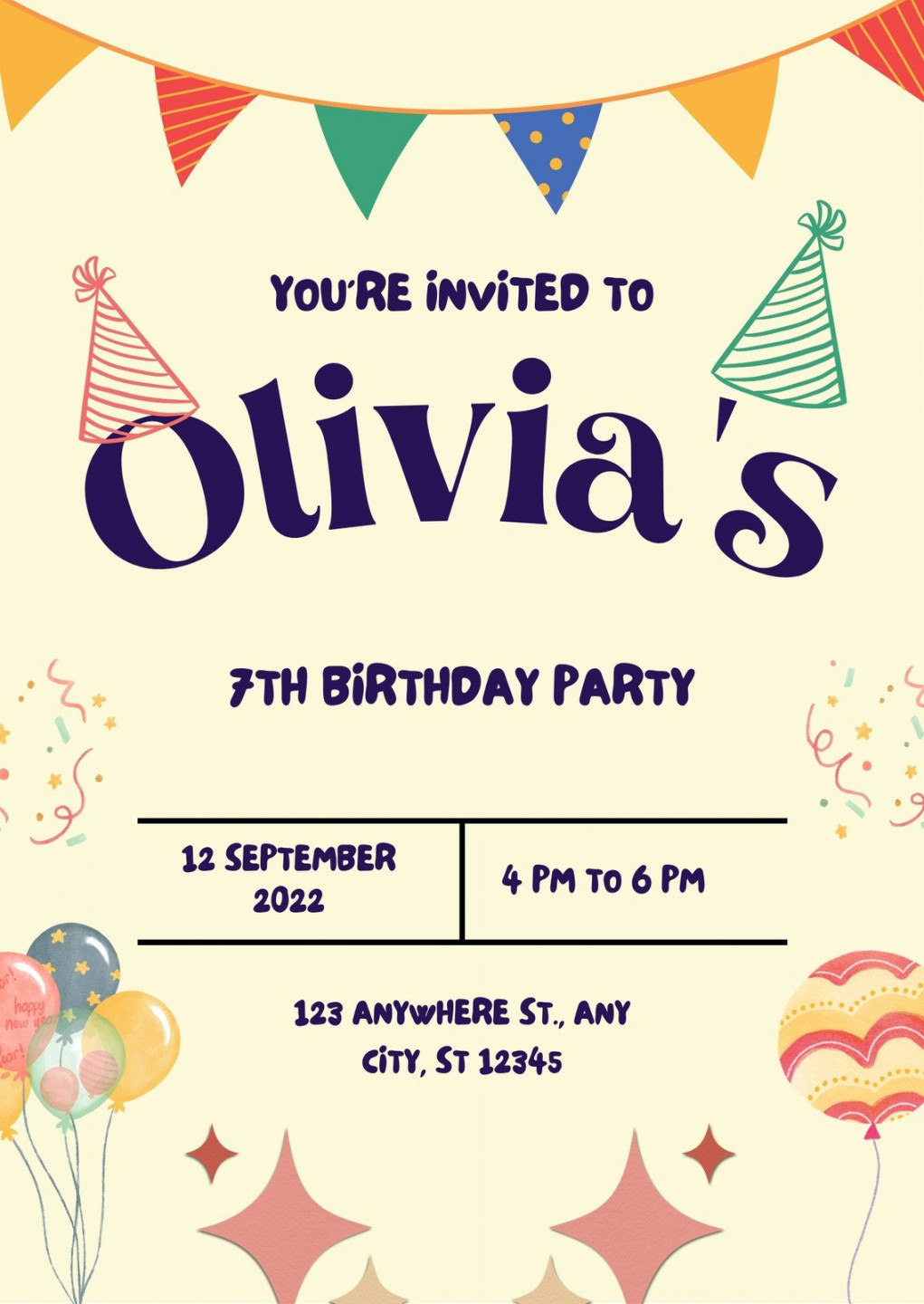 Free, printable, editable kids party invitation templates  Canva