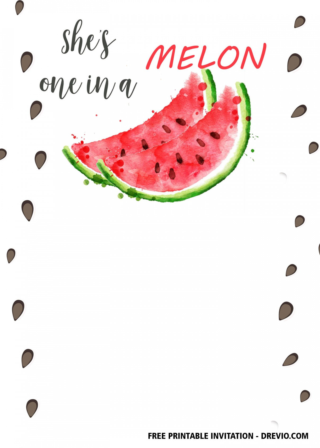 FREE st Watermelon Birthday Invitation Templates  Watermelon