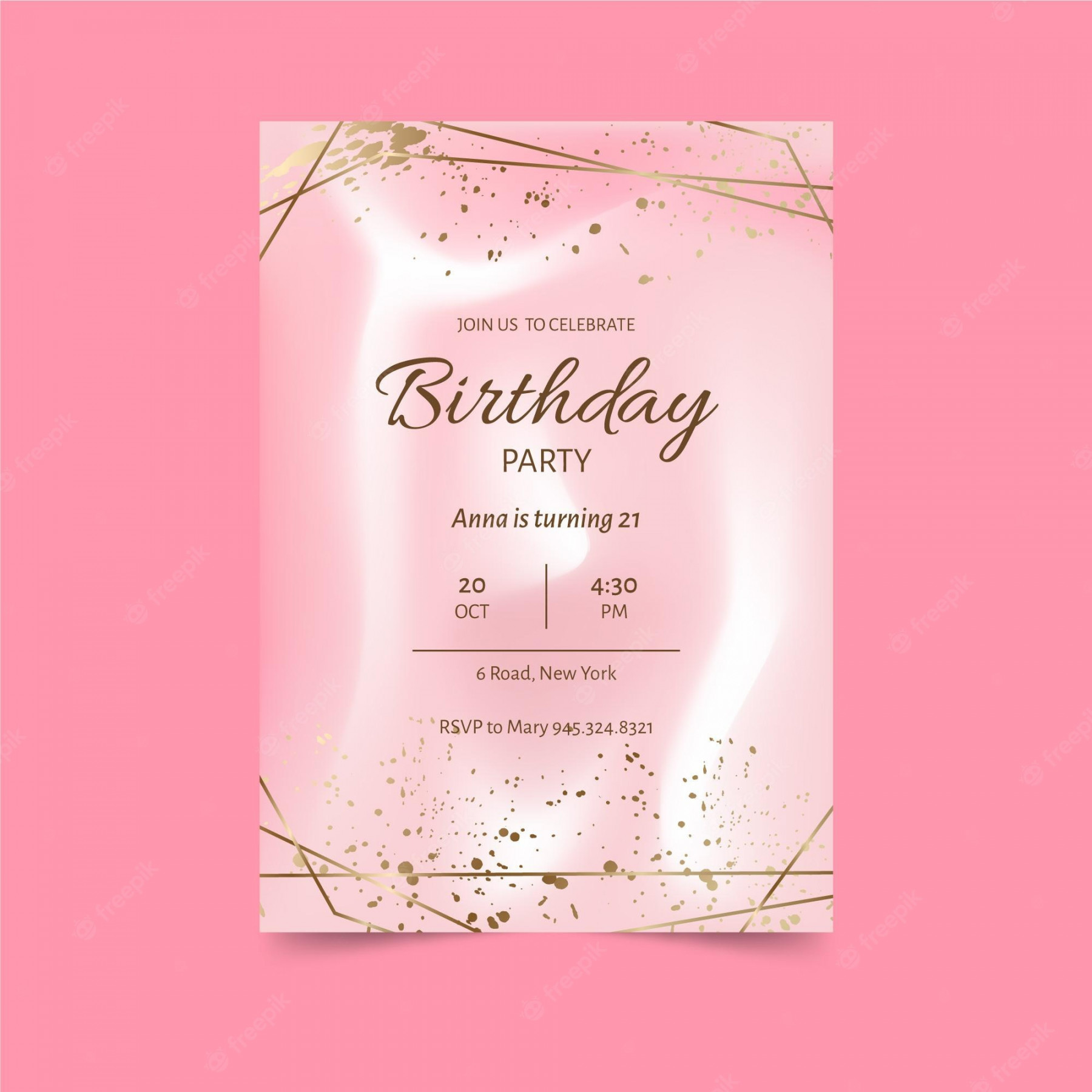 Free Vector  Elegant pink birthday invitation template