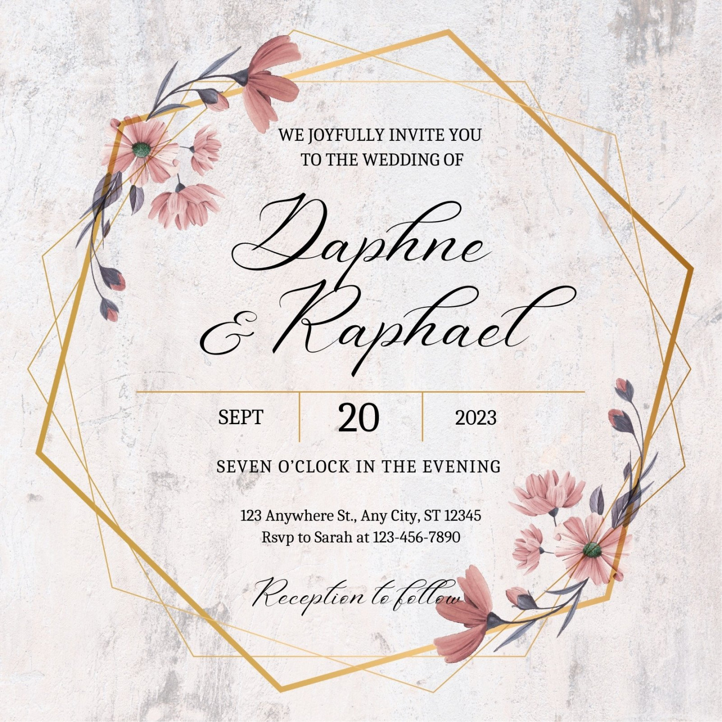 Free wedding reception invitation templates to edit  Canva