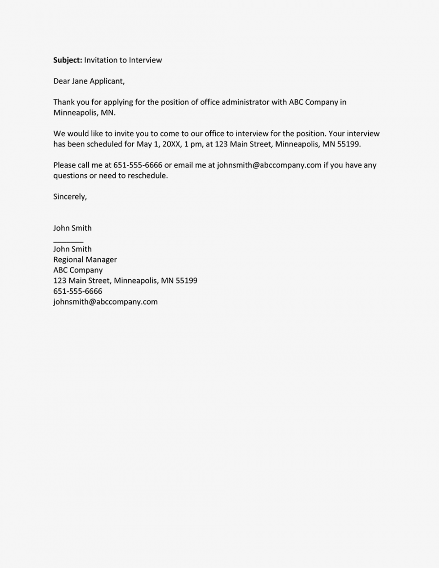 Job Interview Invitation Email and Letter Examples