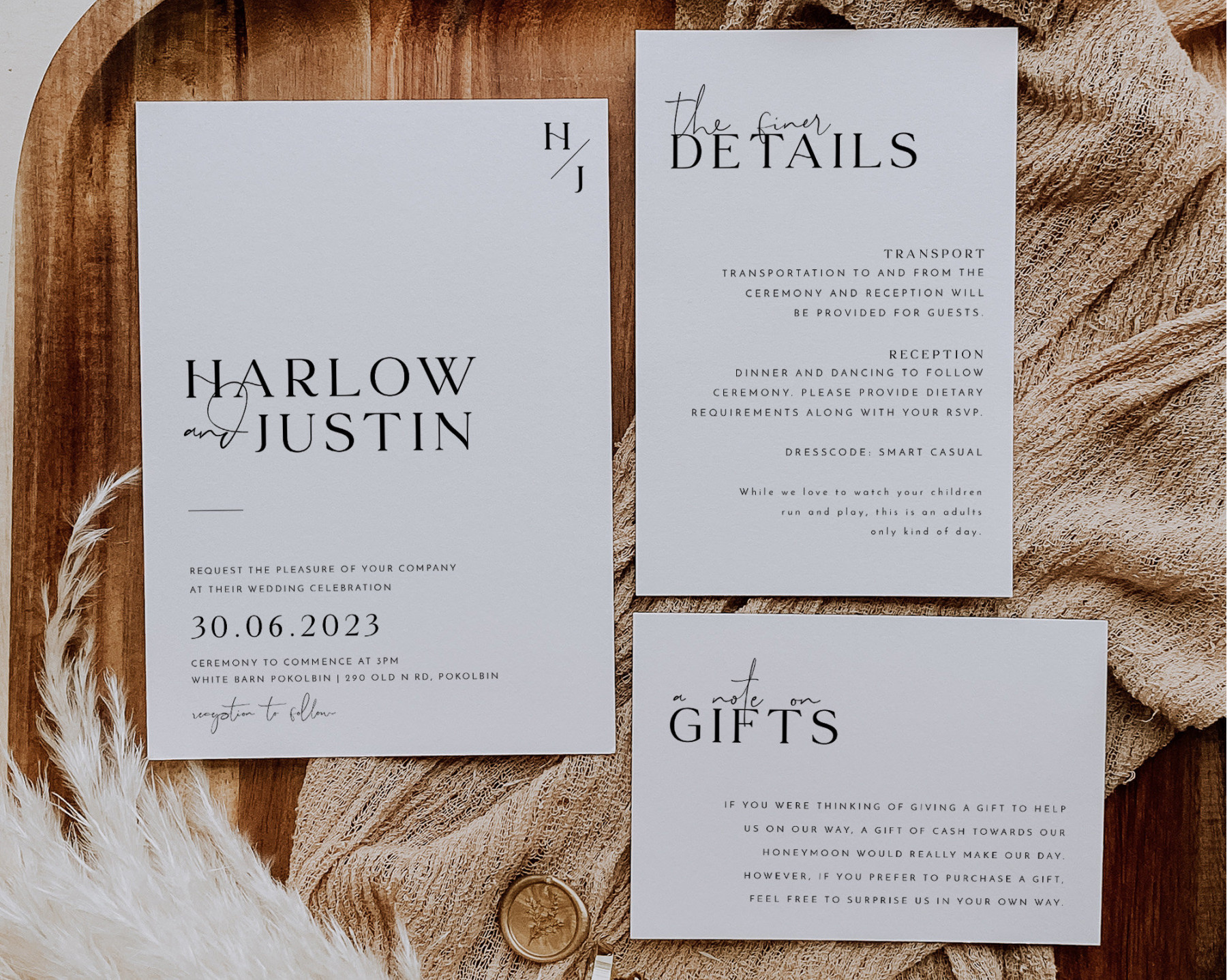 Minimalist Wedding Invitation Template Set Wedding Invitation