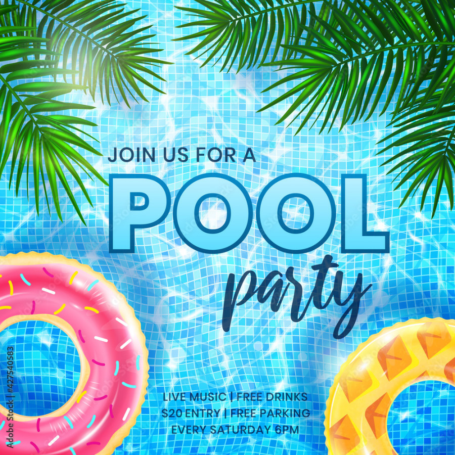 Pool Party invitation banner template