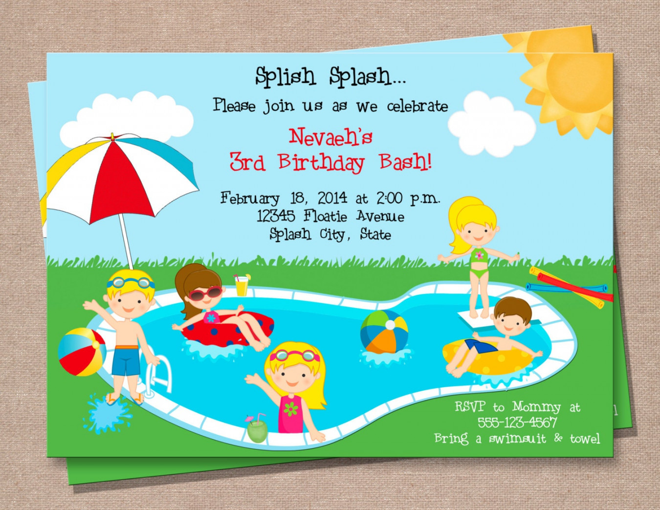 Pool Party Invitation Pool Party Kids Invitation Pool - Etsy