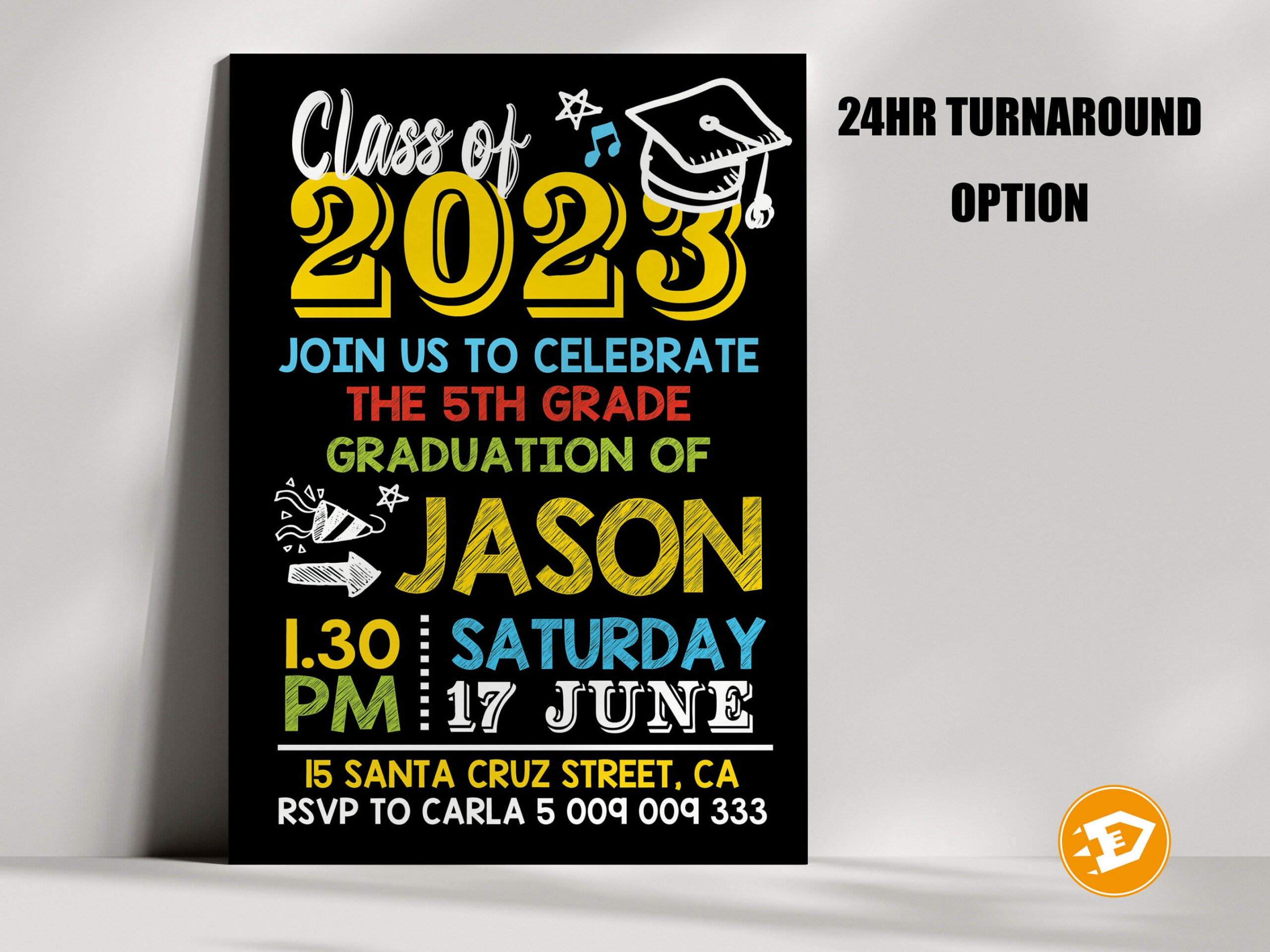 th Grade Graduation Invitation - "CLASS of  Invitation", Graduation  Party or Ceremony Invitation, Digital Invite, Graduation Printable