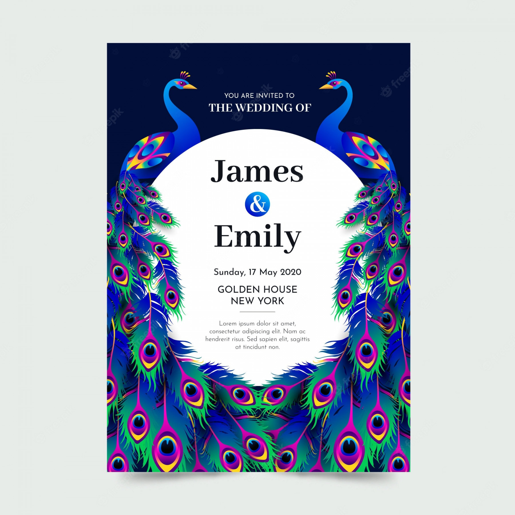 Wedding invitation peacock Vectors & Illustrations for Free