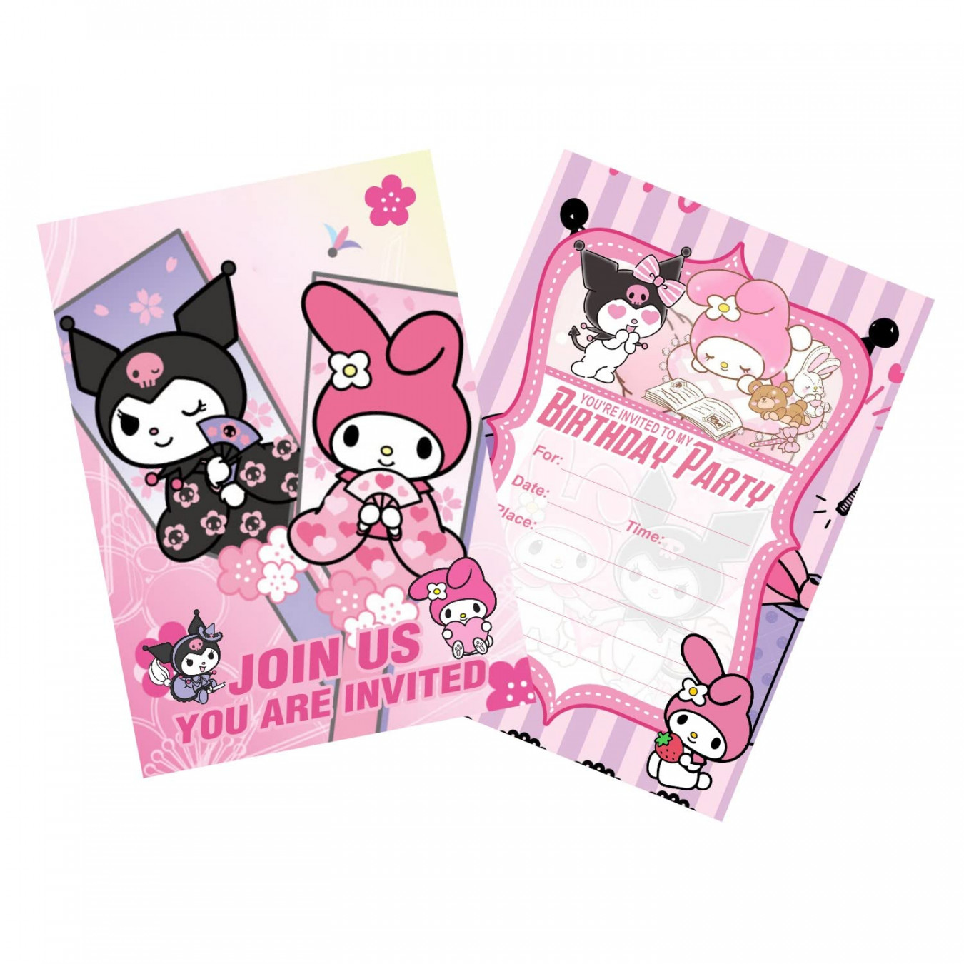 ZPLHBHX  Pack Kawaii and My Melody Birthday Invitation Cards, Cute  Birthday Party Supplies Birthday Cards