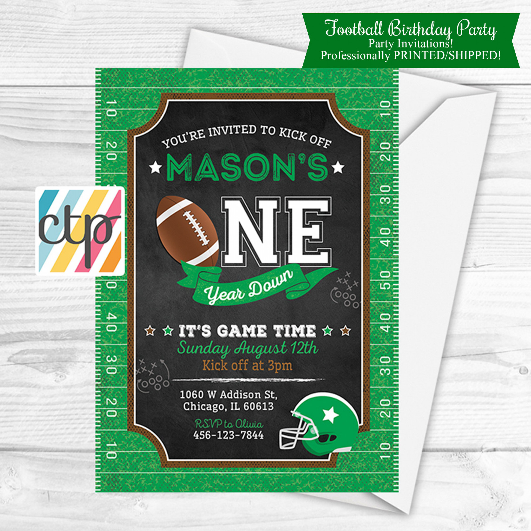 Birthday Invitation Football Invitation First Year Down - Etsy