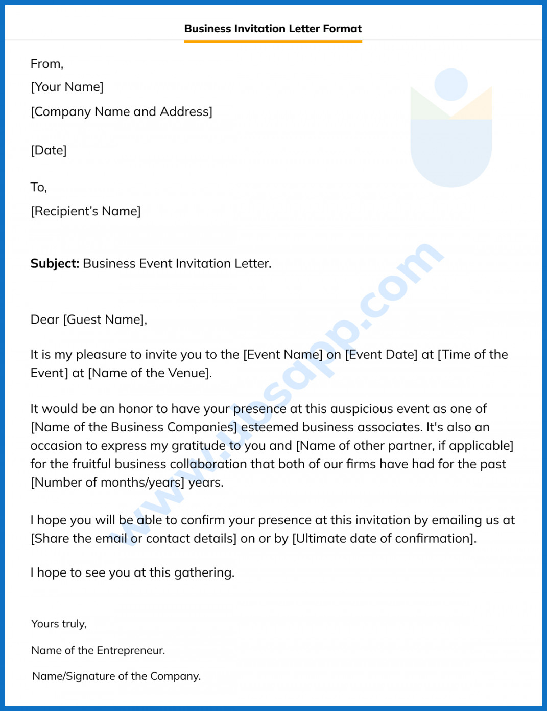 Business Event Invitation Letter - Format, Meaning, Tips, Examples