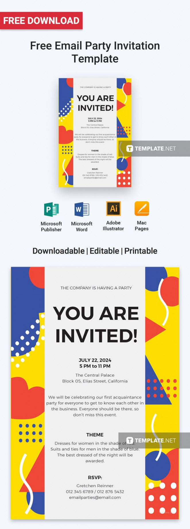 Email Party Invitation Template - Download in Word, Google Docs