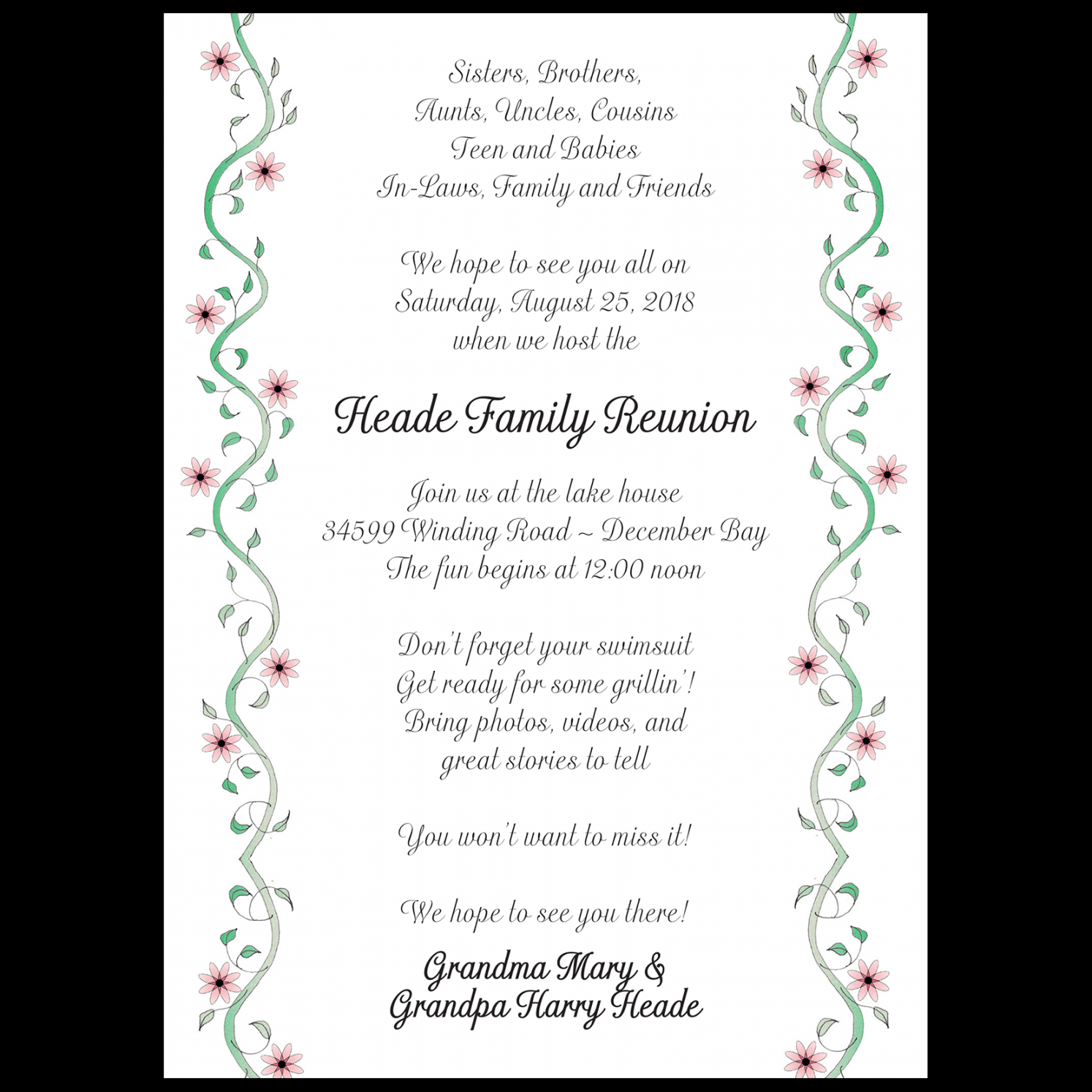 Family Reunion Invitation, Style fr-