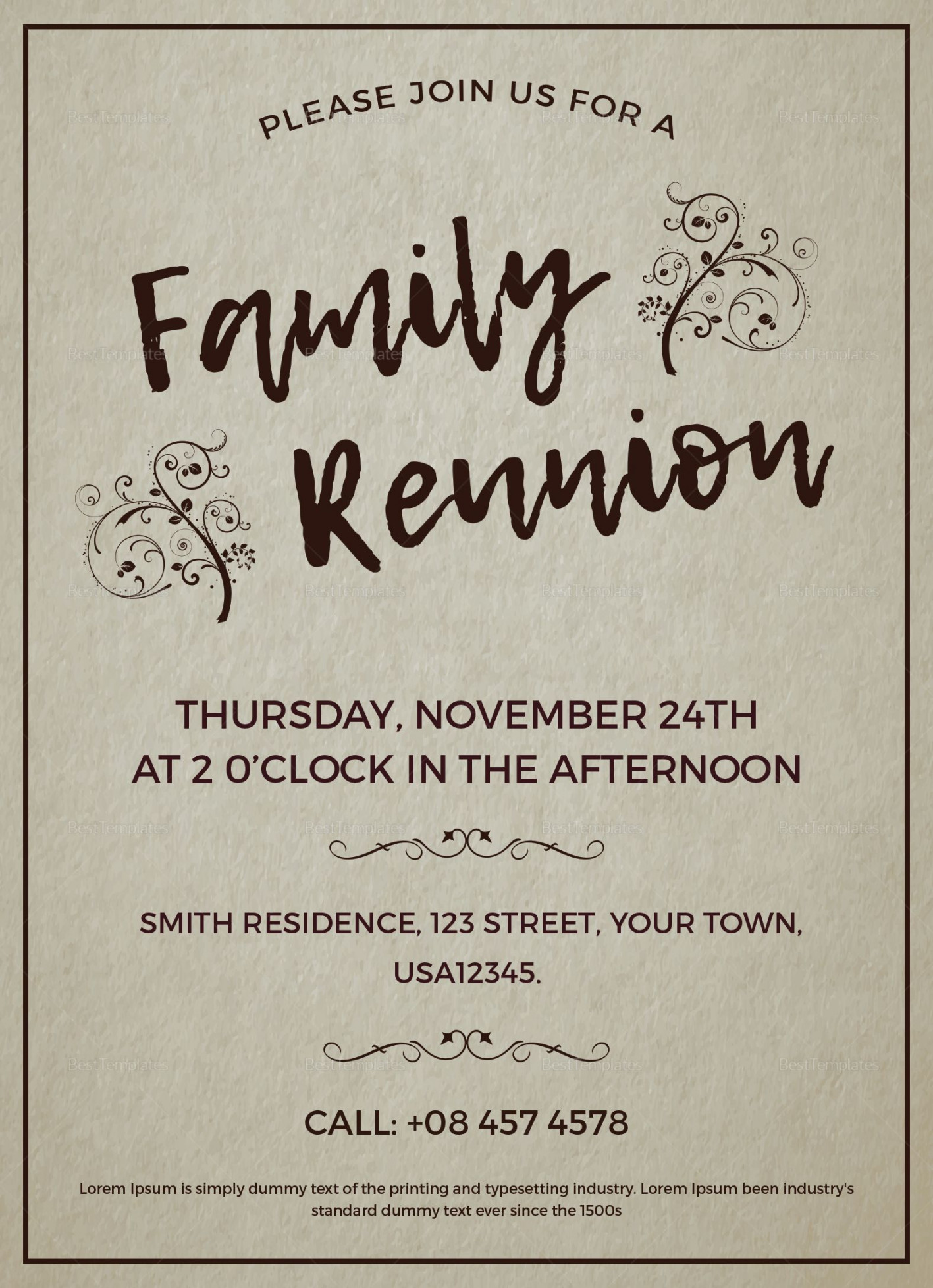 Family Reunion Invitation Template  Family reunion invitations