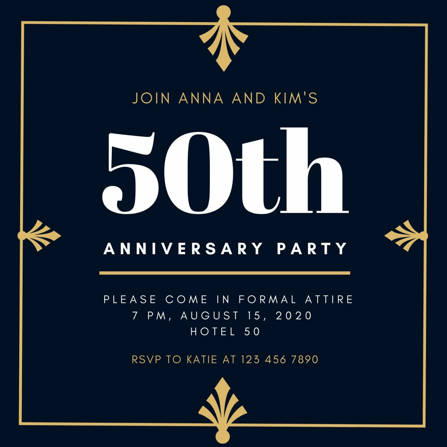 Free, custom printable th anniversary invitation templates  Canva