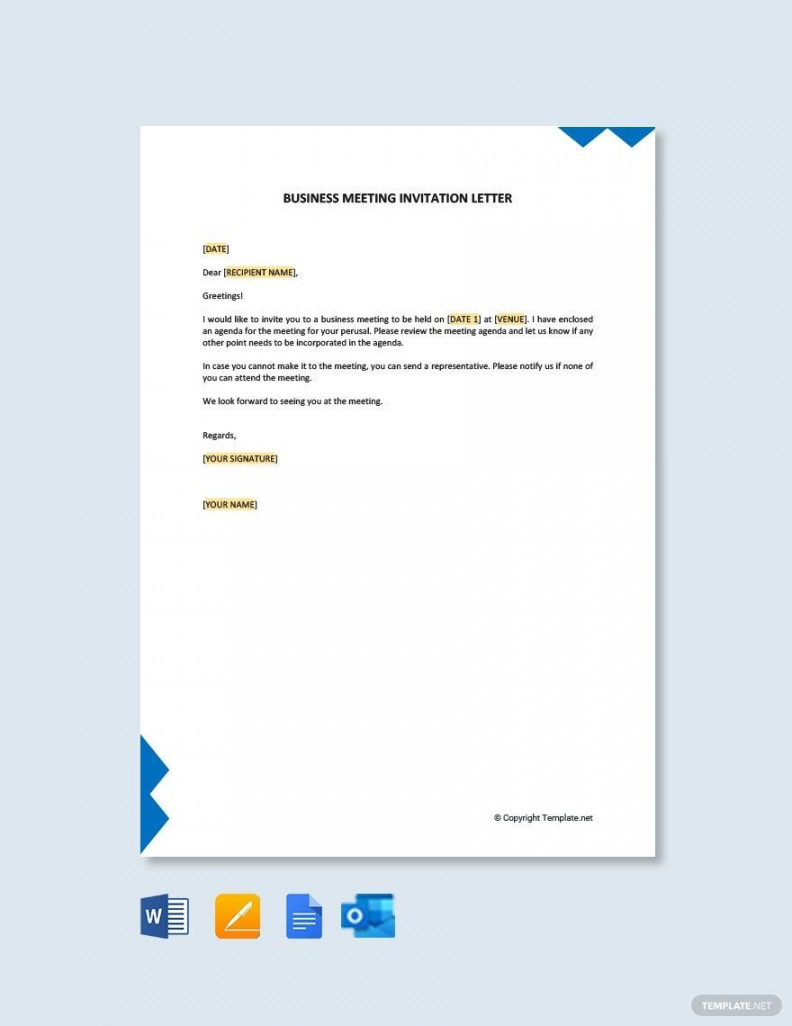 Free Formal Business Meeting Invitation Letter - Download in Word