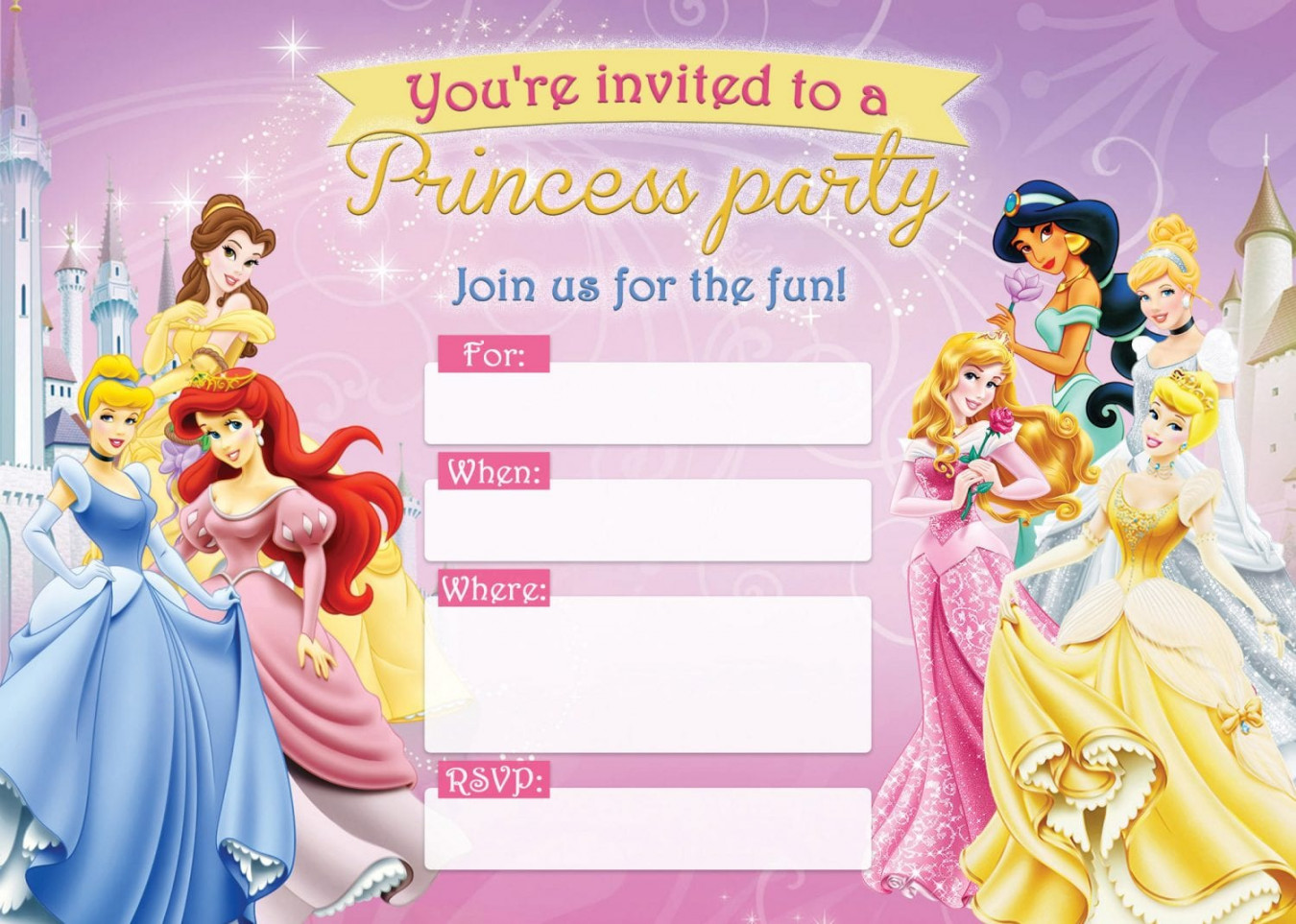 + FREE Printable Disney Princess Birthday Invitations – D Is For