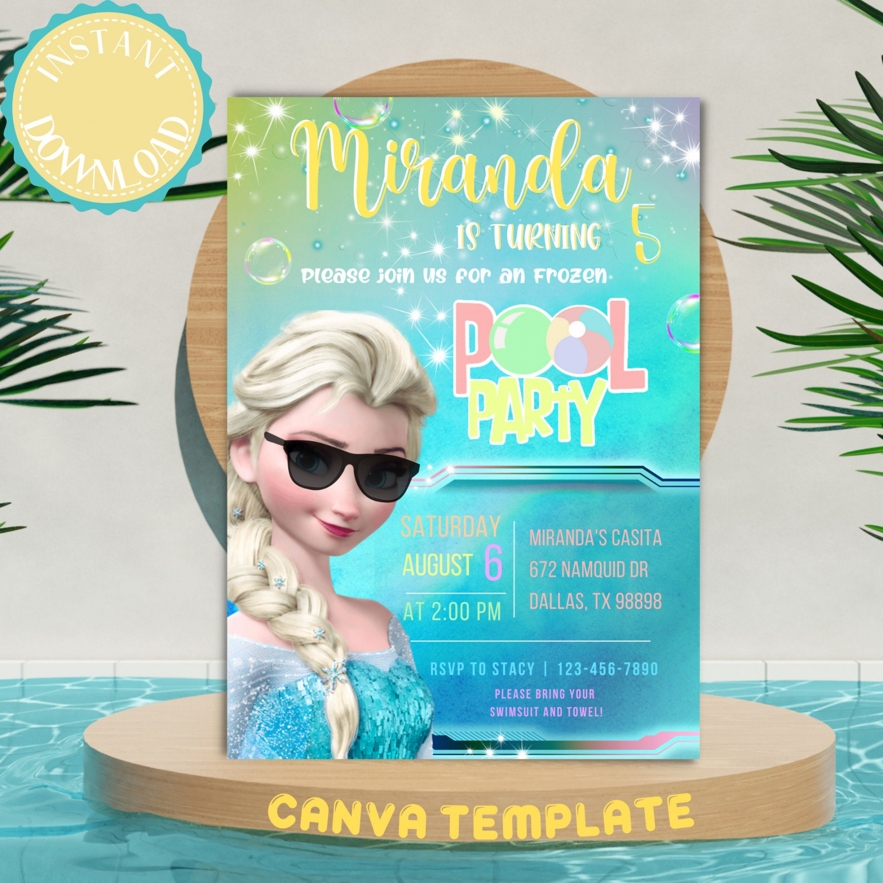 Frozen Pool Party Geburtstag Einladung elsa Frozen Invite - Etsy