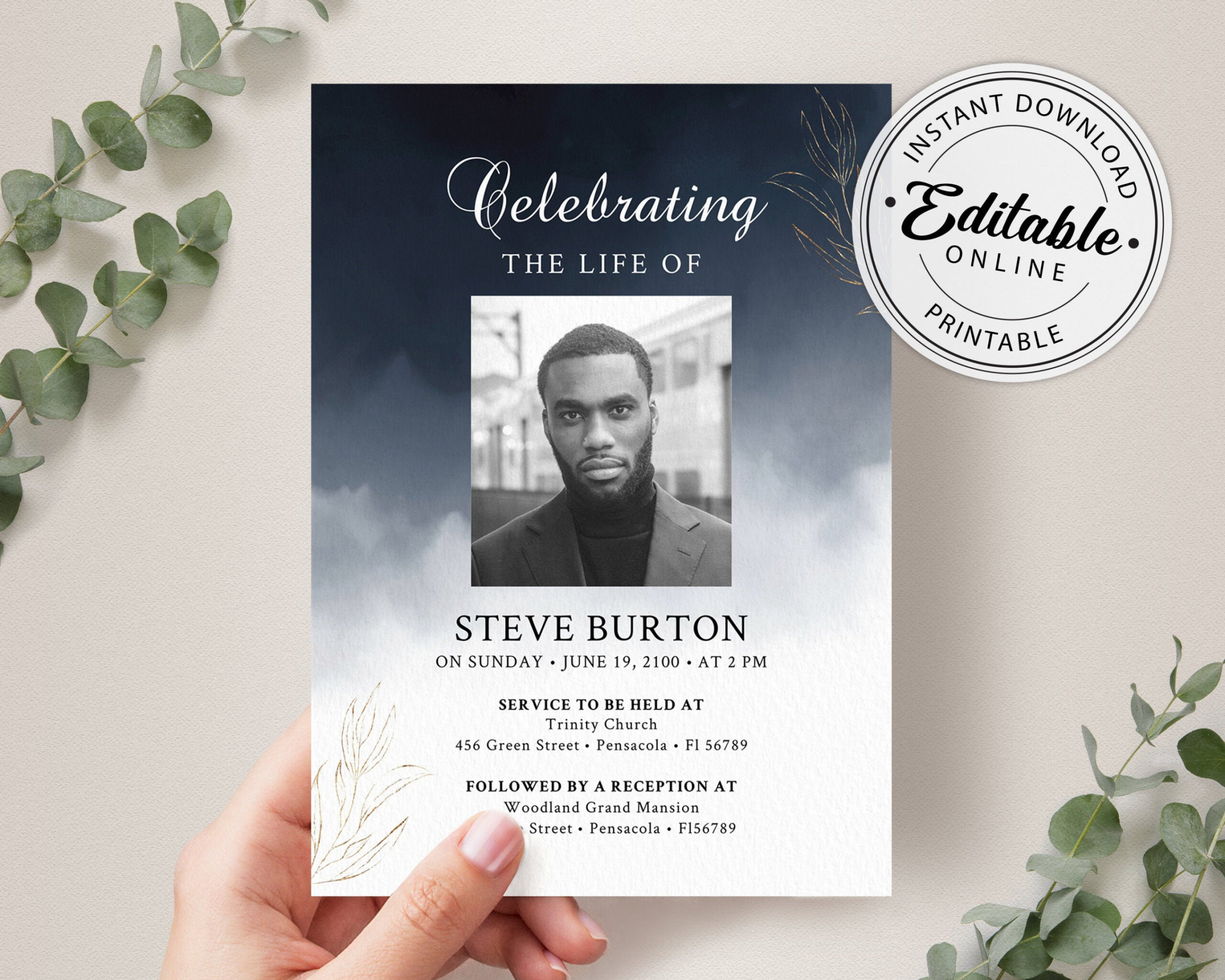 Funeral Announcement Card Template Funeral Invitation - Etsy Denmark