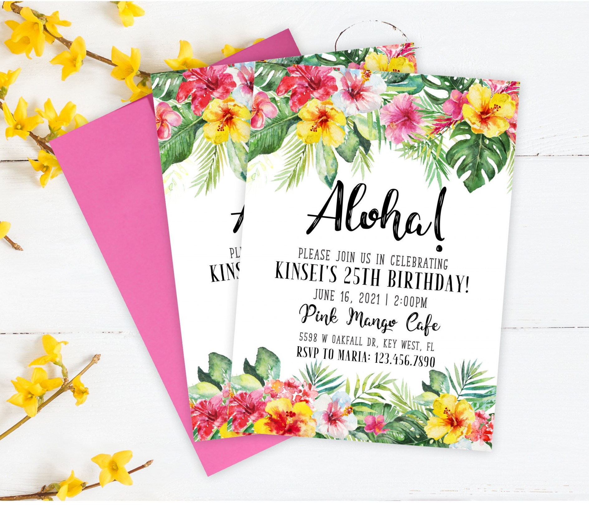 Hawaiian Birthday Invitations Hawaiian Luau Invitation - Etsy