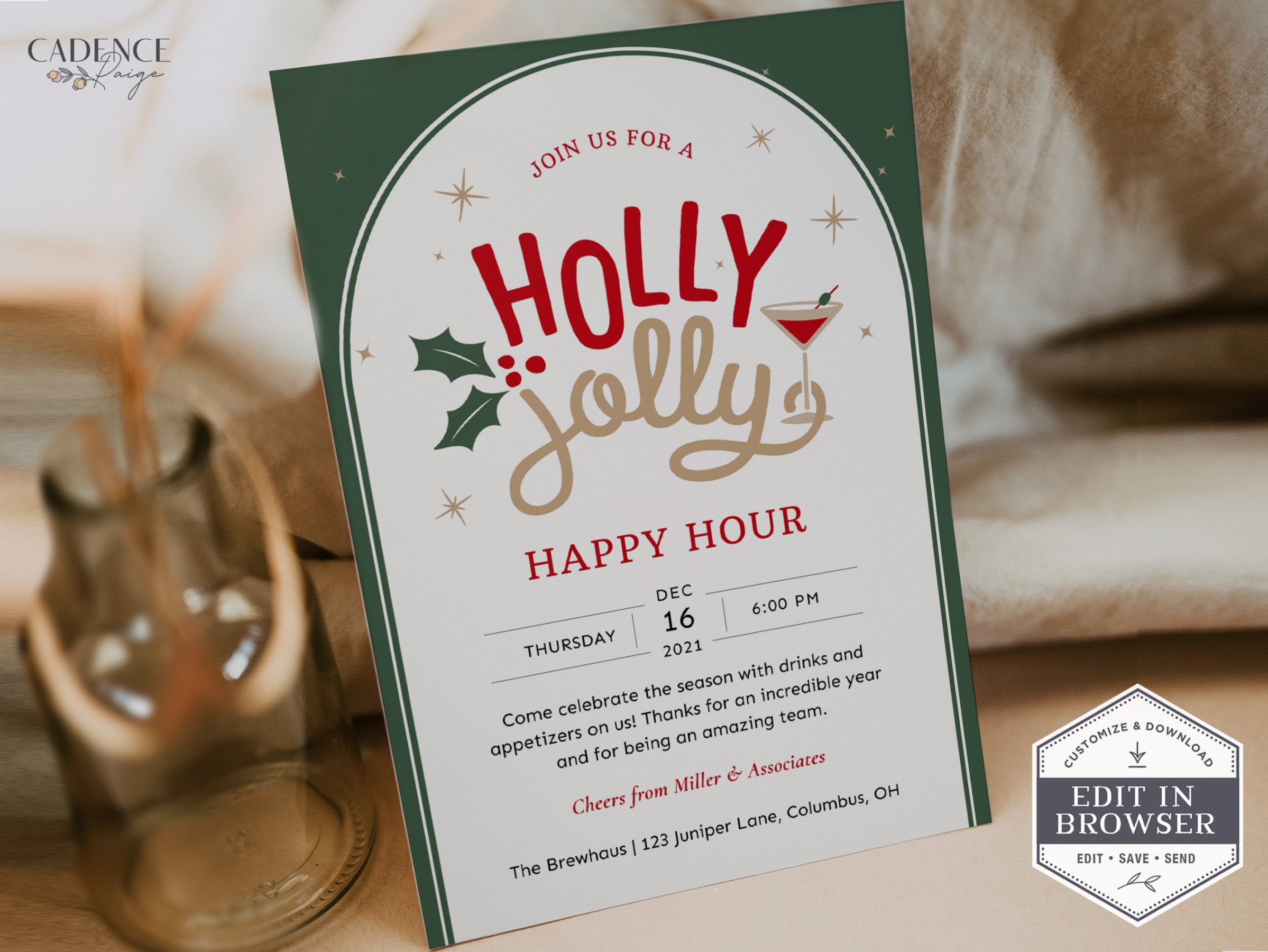 Holiday Happy Hour Invitation Team Happy Hour Invite Office - Etsy