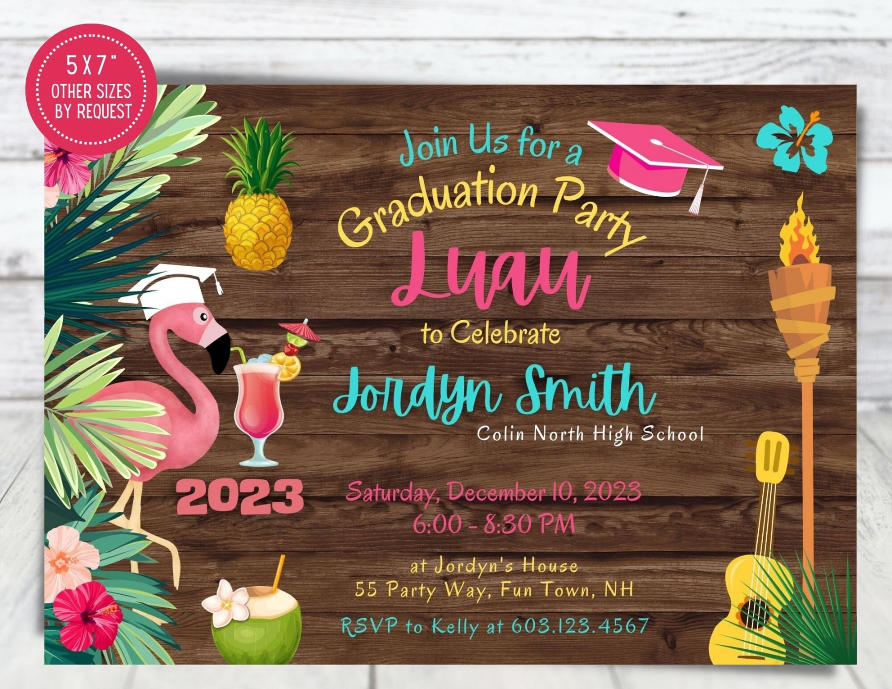 Luau Graduation Party Invitation Hawaiian Party Invite High - Etsy