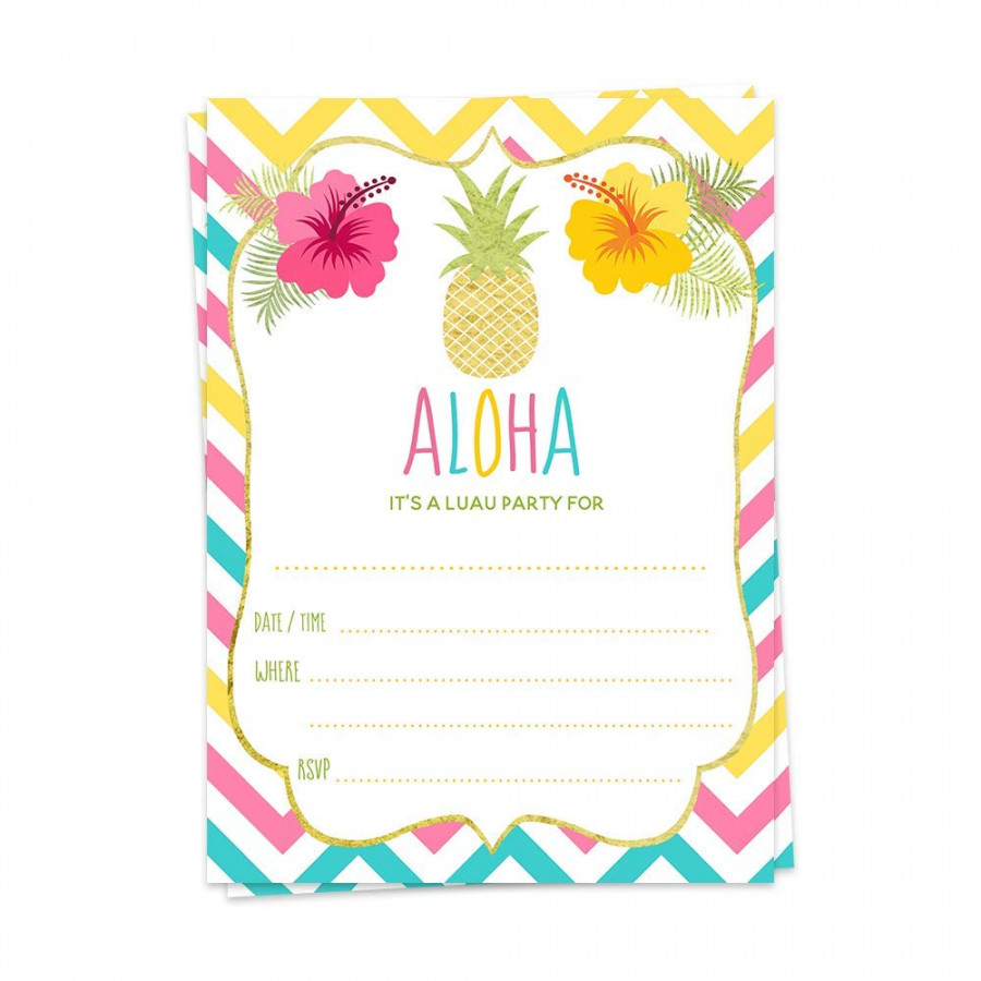 Luau Party Invitations Aloha Fill In The Blank Invitations Pineapple Summer  Party Pool Swimming Fourth July Summer Baby Shower Birthday Tropical