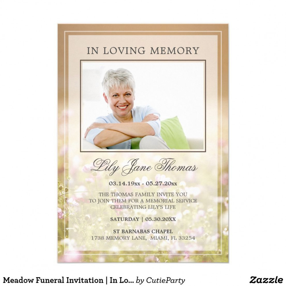 Meadow Funeral Invitation  In Loving Memory  Funeral invitation