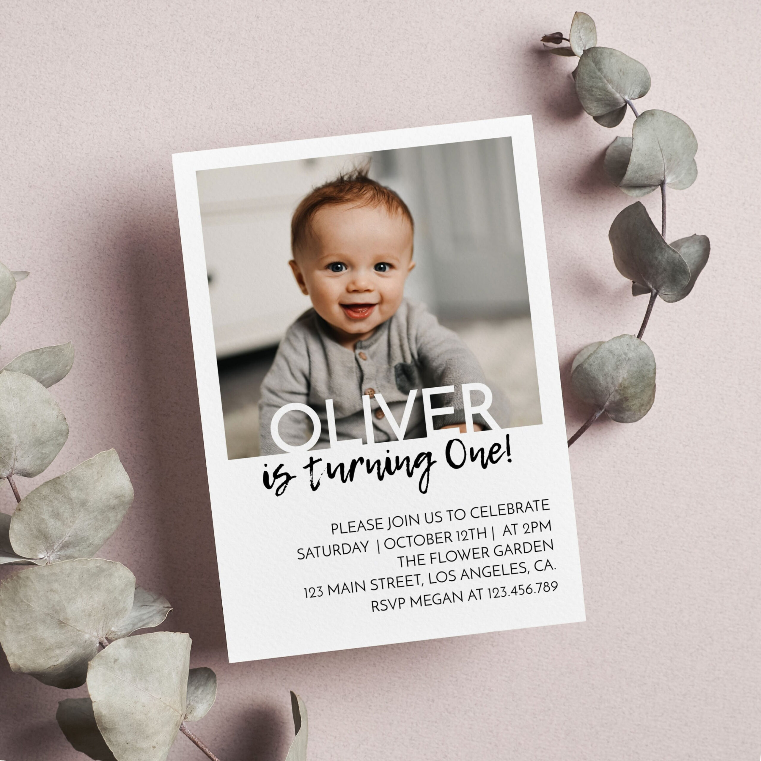 Minimalist First Birthday Invitation Modern st Birthday - Etsy