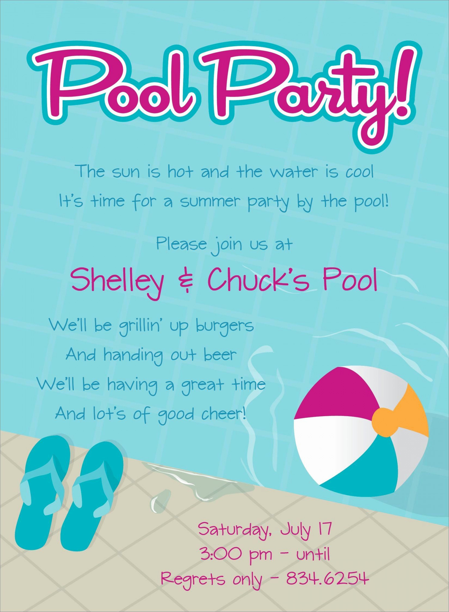 Pool Party Invitation Template Free Unique Pool Party Free Line