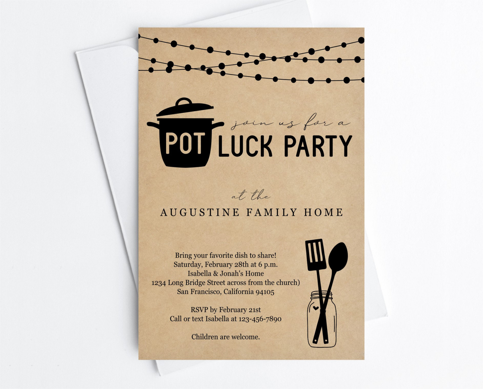 Potluck Party Invitation Template, Neighborhood Block Party