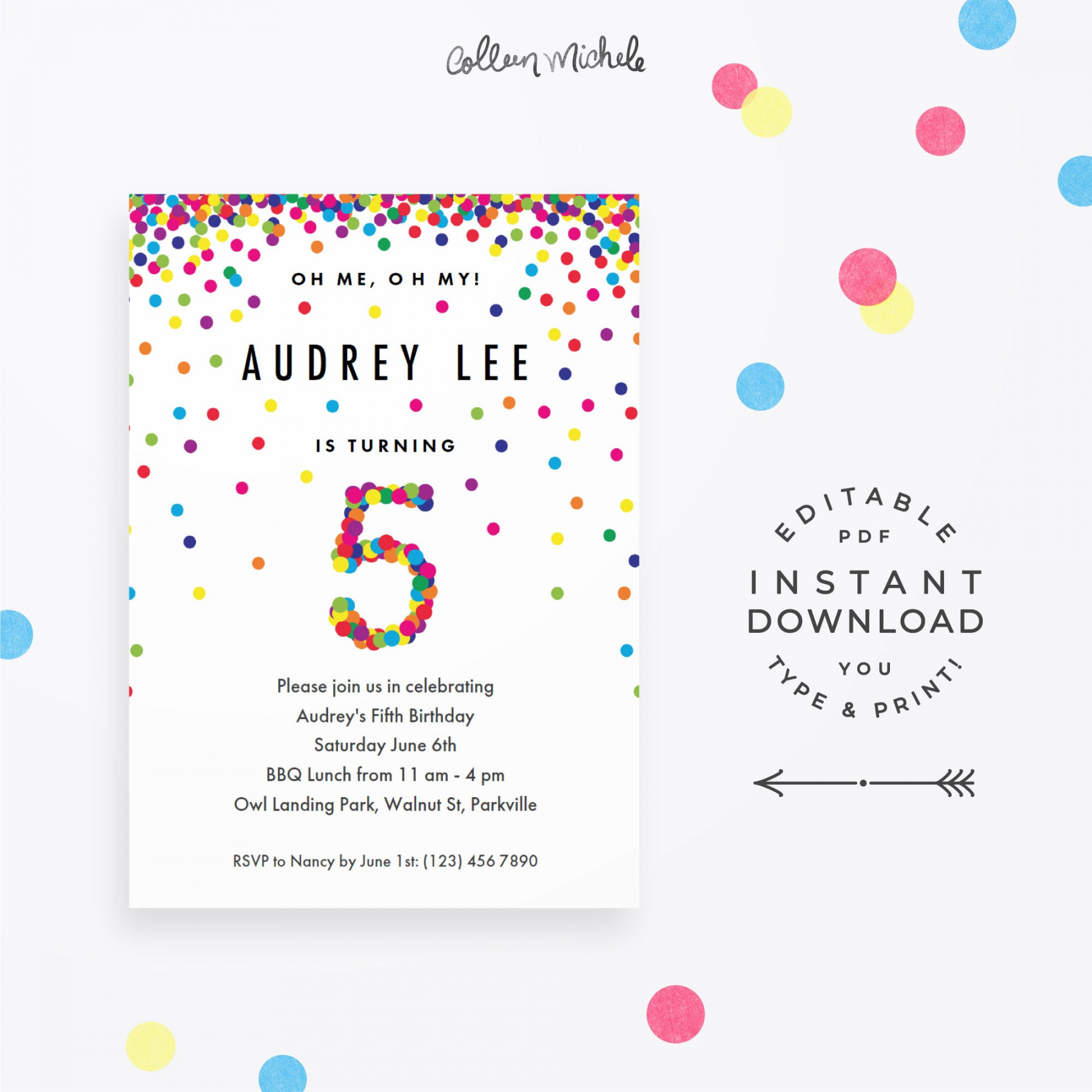 Rainbow th Birthday Party Invitation Instant Download - Etsy