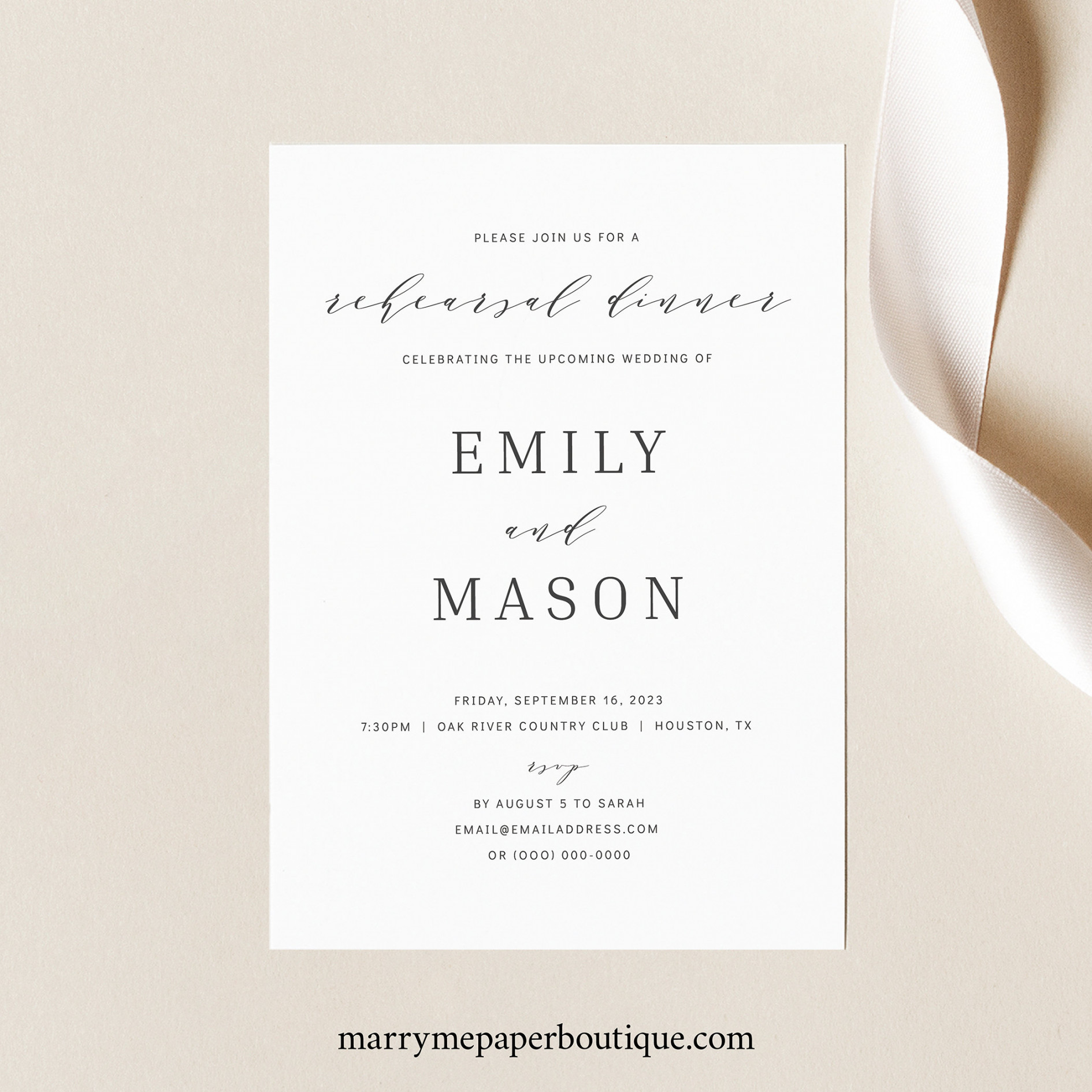 Rehearsal Dinner Invitation Template Formal & Elegant - Etsy