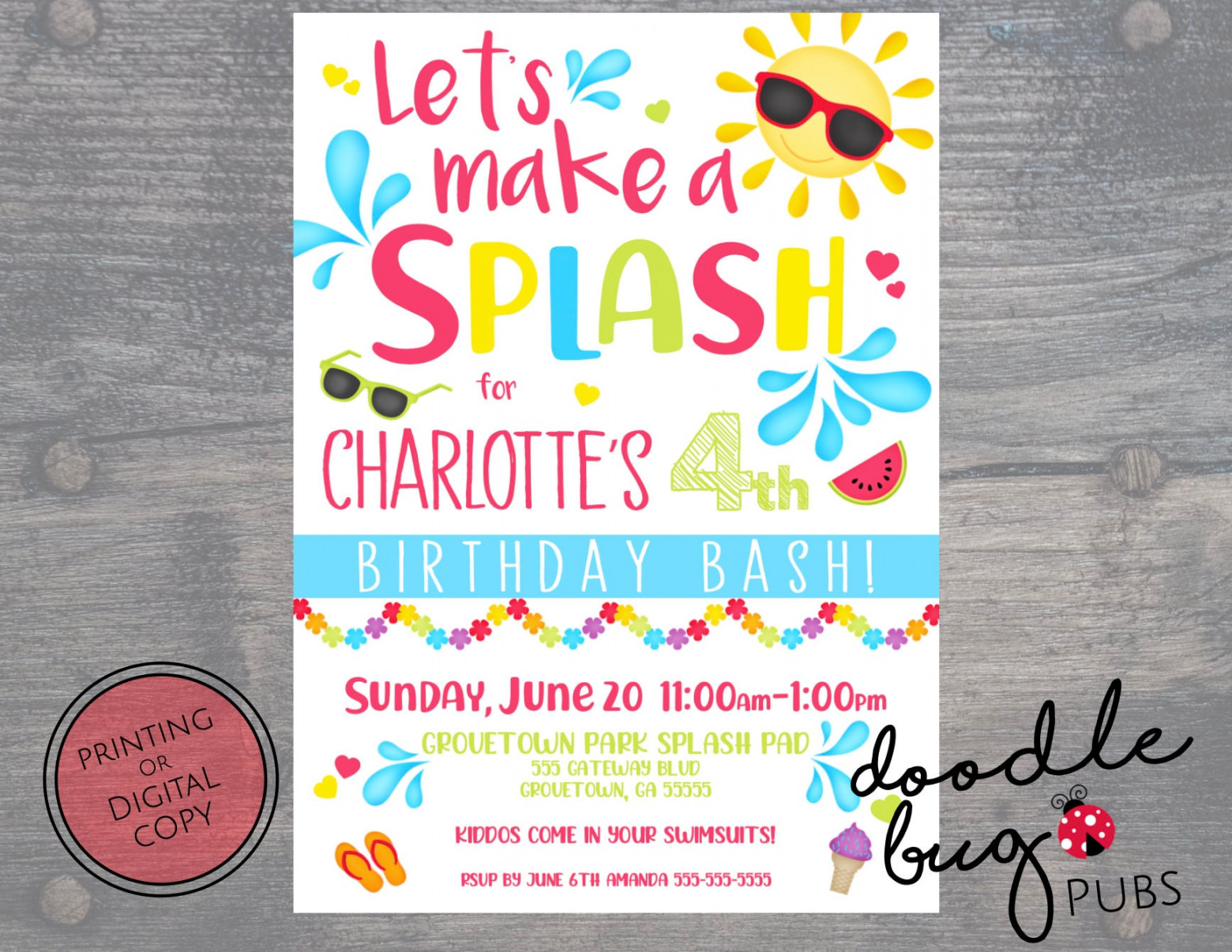 Splash Pad Birthday Party Invitation Digital Copy or - Etsy