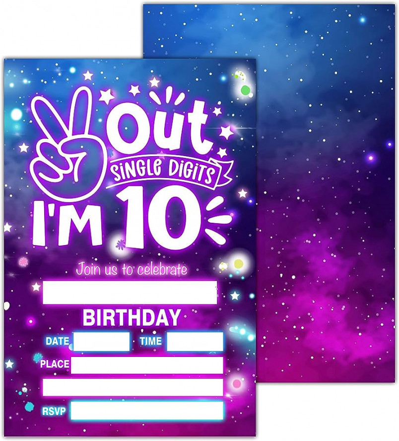 th Birthday Party Invitations, One Digit Party Invitations for Young  Girls and Boys Party Decoration Accessories -  Invitations with Envelopes  Per