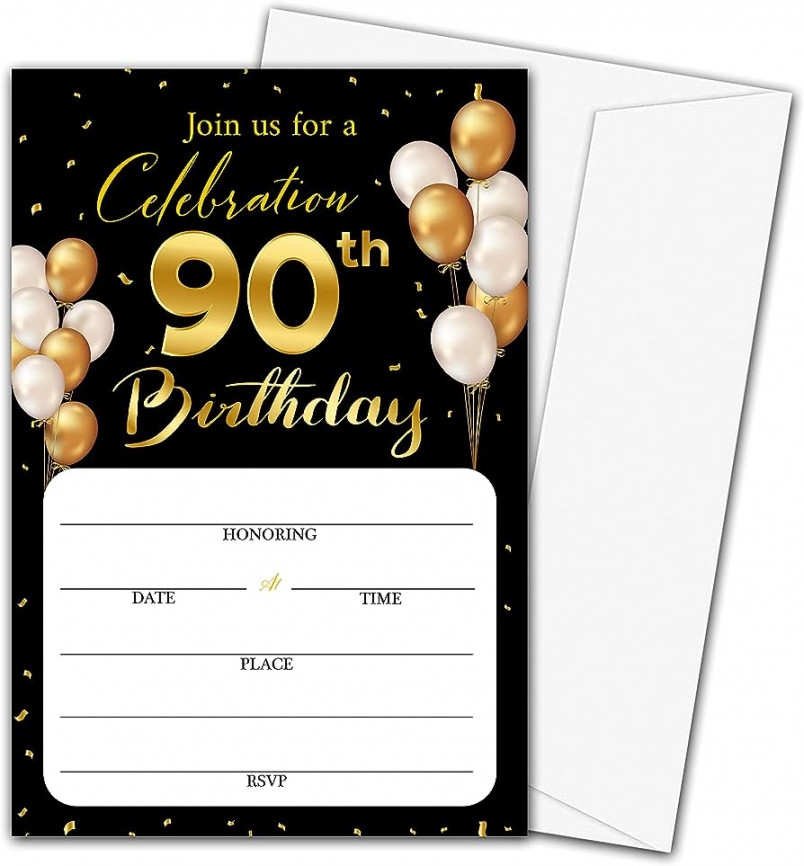 th Birthday Party Invitations with Envelopes, Classic Gold Theme, Blank  Birthday Party Invitations for Men, Party Supplies,  Invitations with