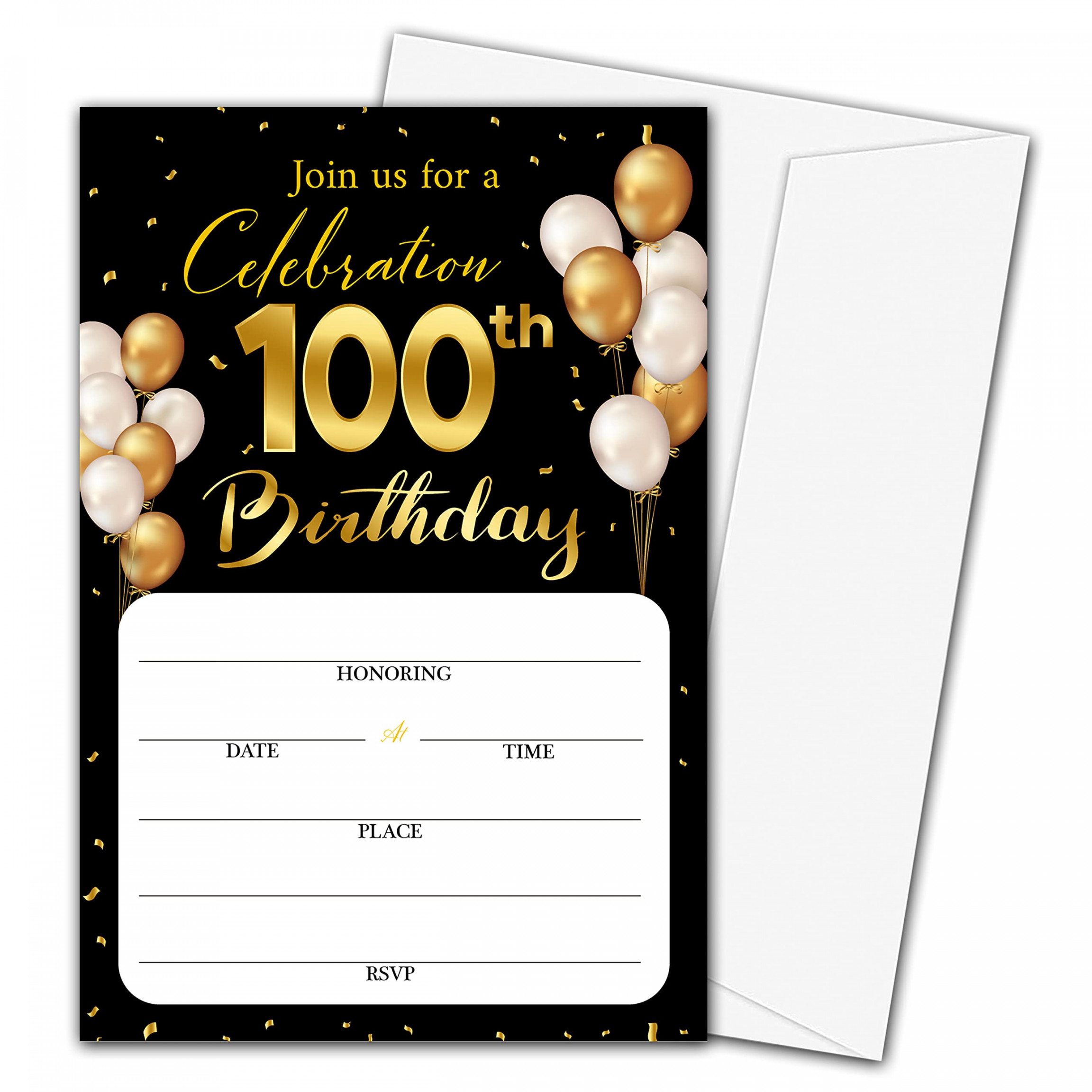 th Birthday Party Invitations with Envelopes, Classic Gold