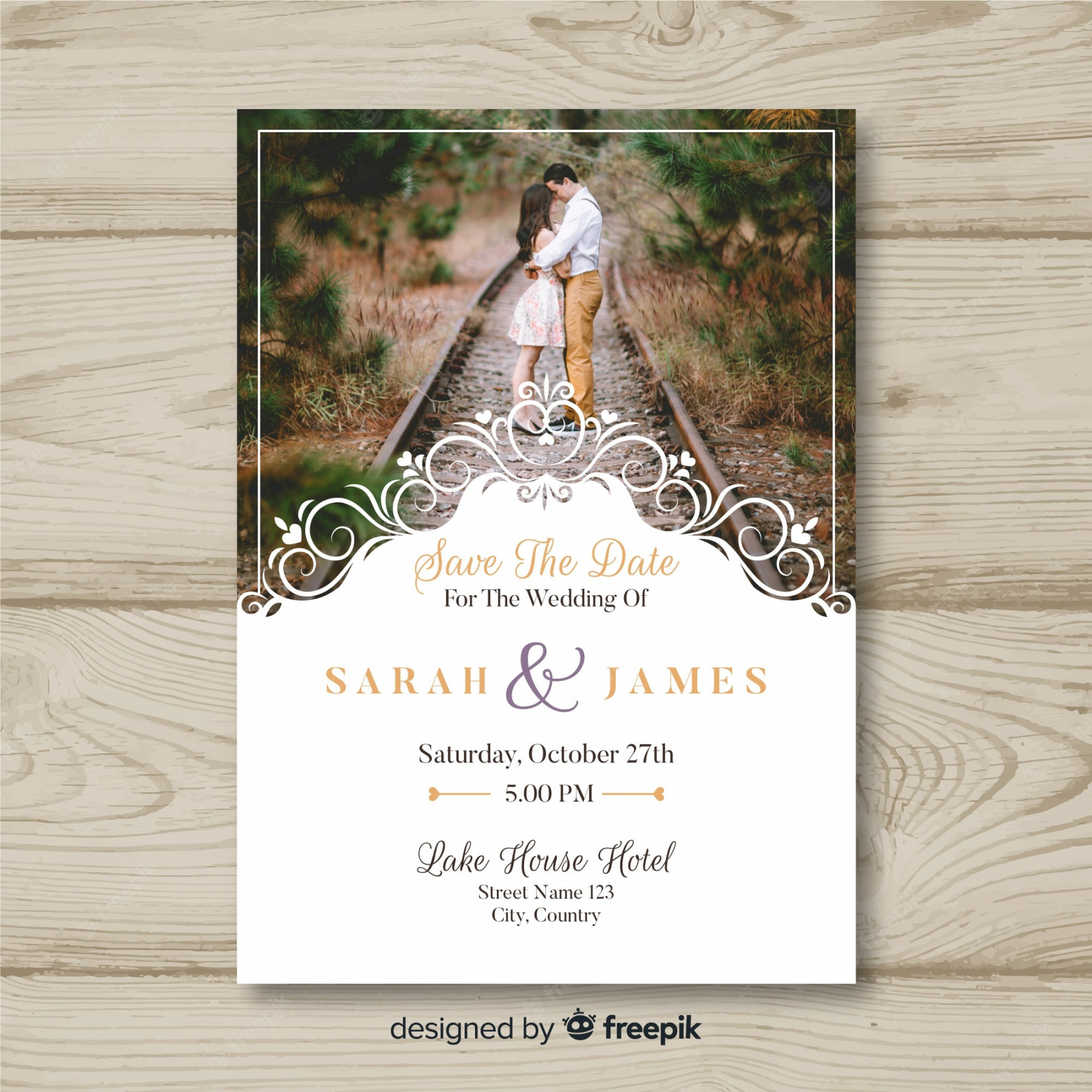 Wedding invitation card with photo  Download on Freepik