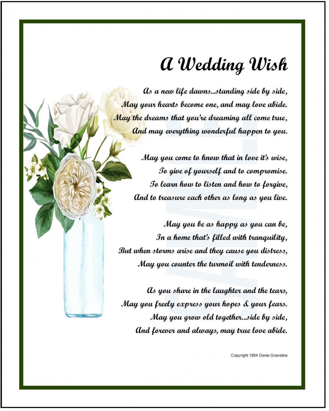 A Wedding Wish, DIGITAL DOWNLOAD, Wedding Presents, Wedding Gifts, Wedding  Poem Verse Print Saying, Sentimental Wedding Gift Present Poem,