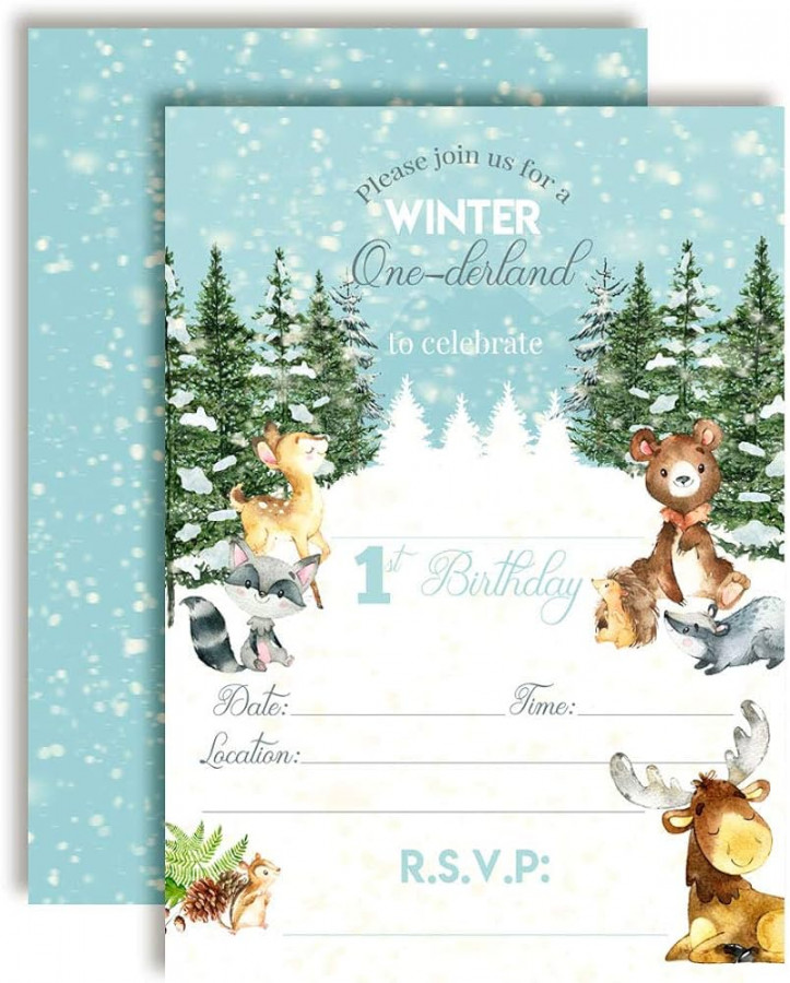 Amanda Creation Boys Winter Wonderland Invitations -  x White Envelopes -  cm x cm