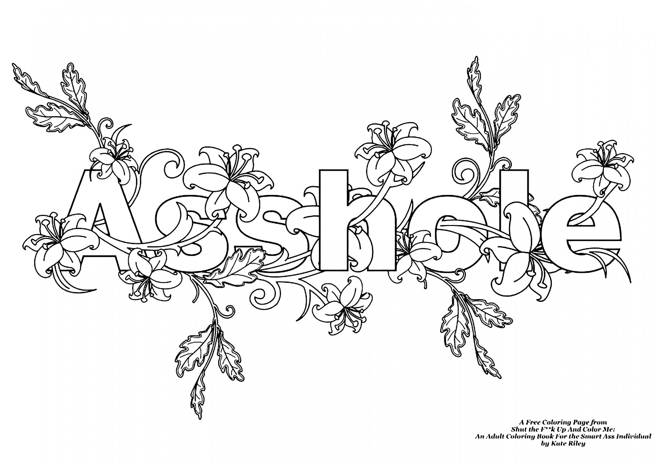 Asshole (Swear word coloring page) - Swear word Adult Coloring Pages