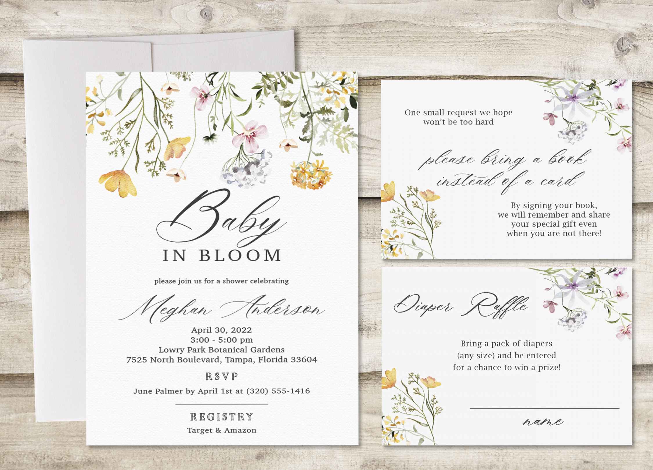 Baby in Bloom Baby Shower Invitation with Book instead of Card