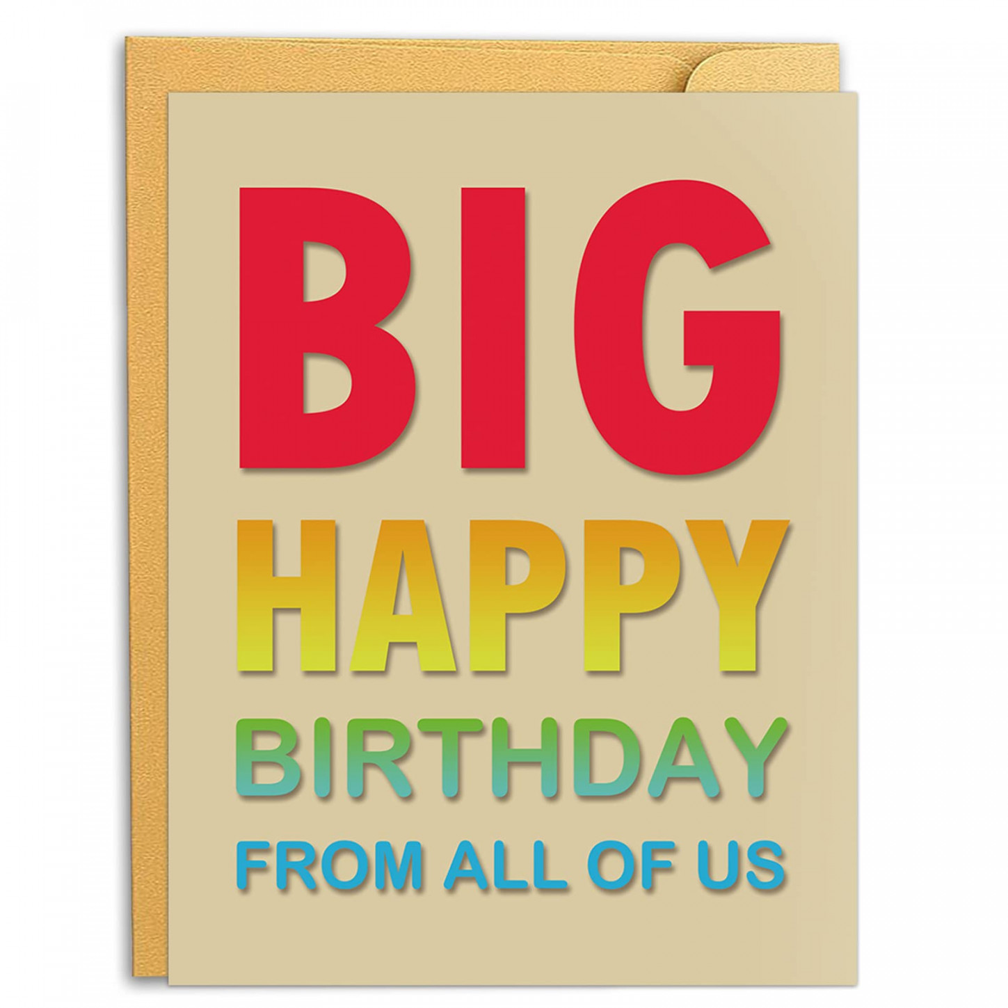 Big Happy Birthday Card, Plus Size Group Bday Greeting Card