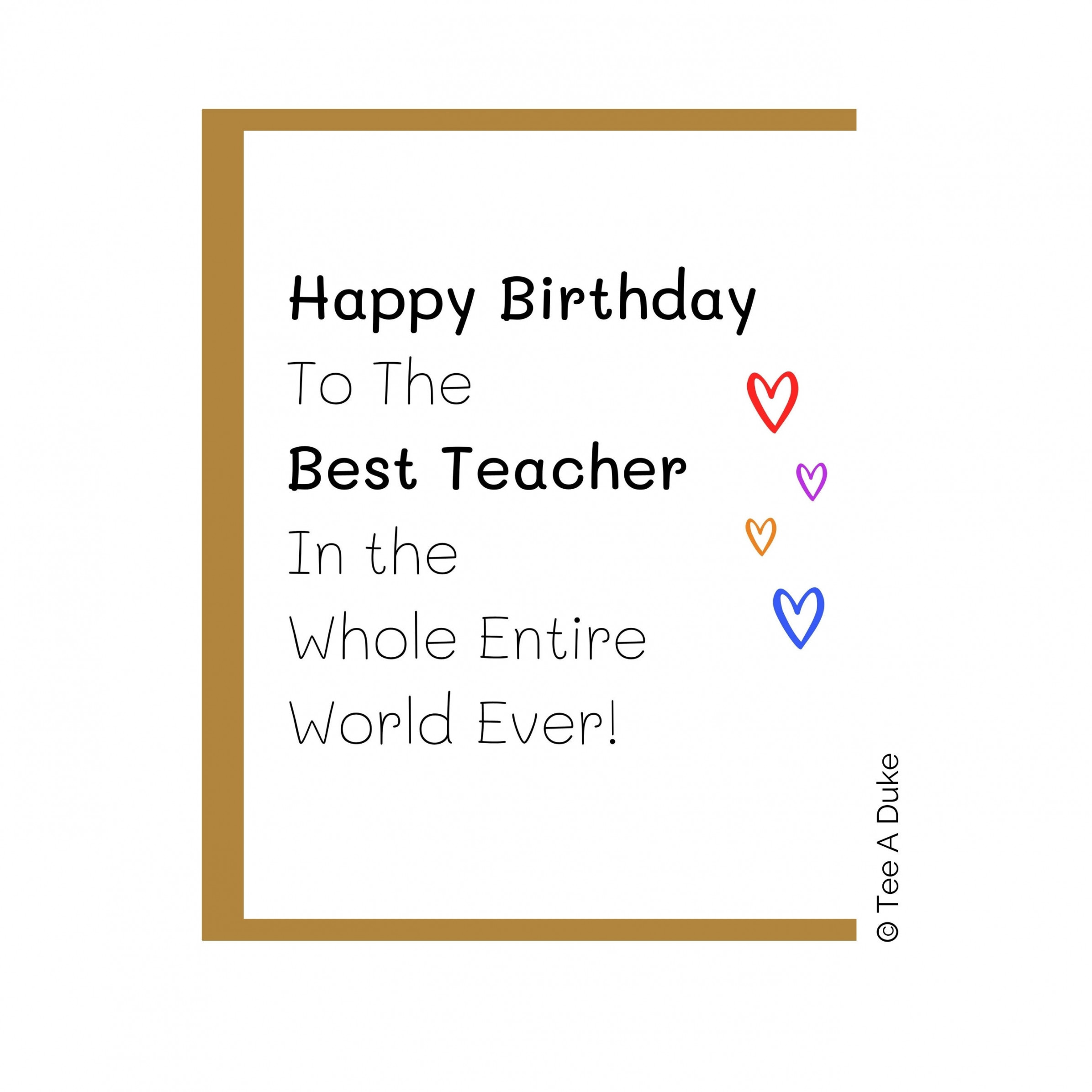 Birthday Card for Teacher Teacher Birthday Card Teacher Card Happy