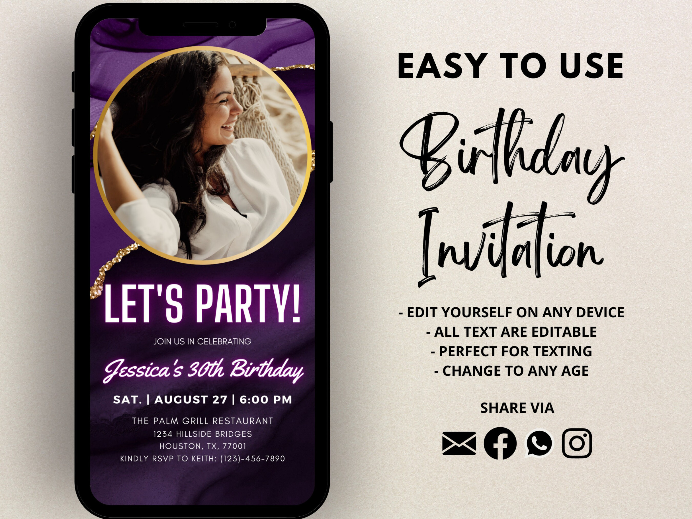 Birthday Dinner Invitation Digital Birthday Evite Birthday - Etsy